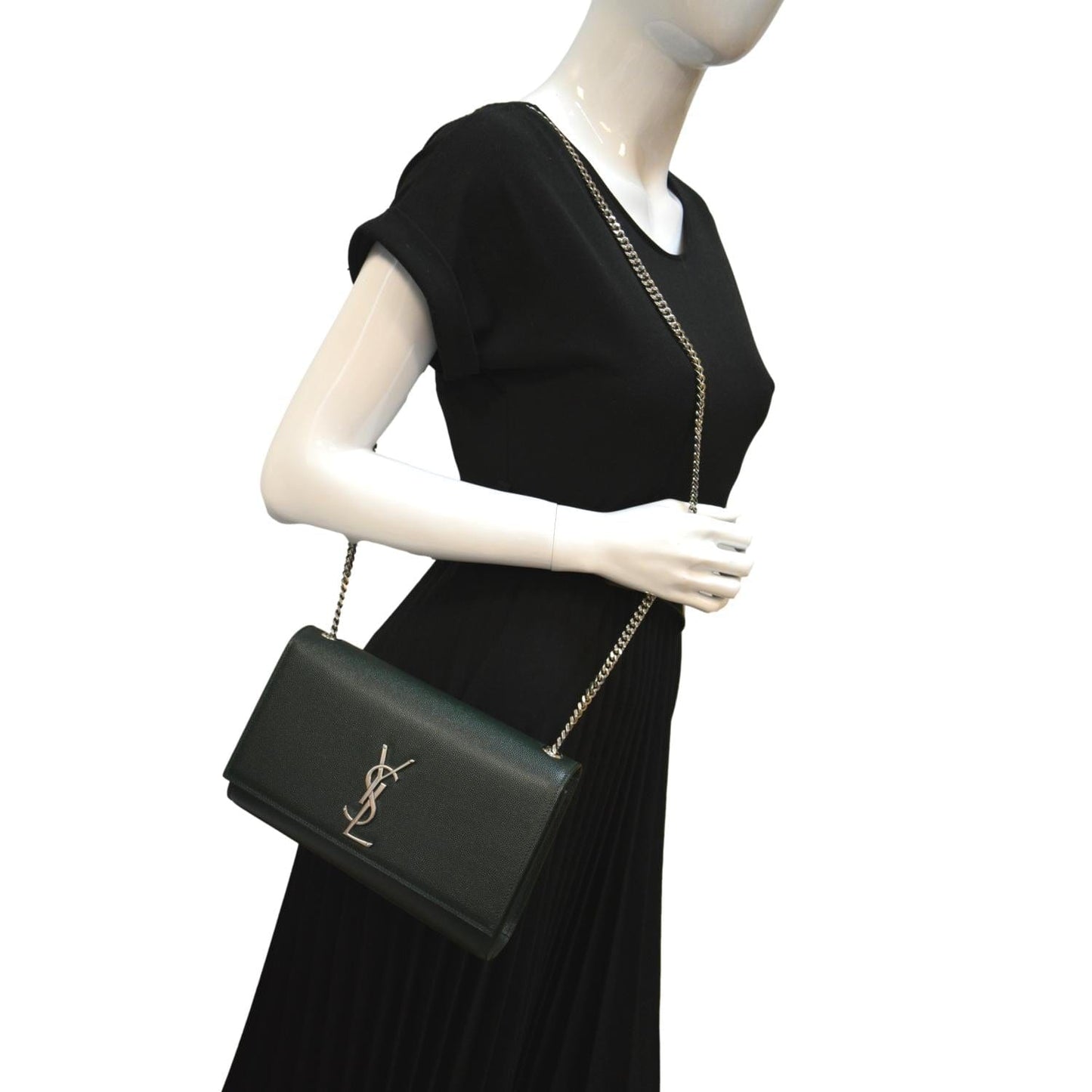 YSL Saint Laurent Yves Kate Crossbody Bag Leather Green Medium