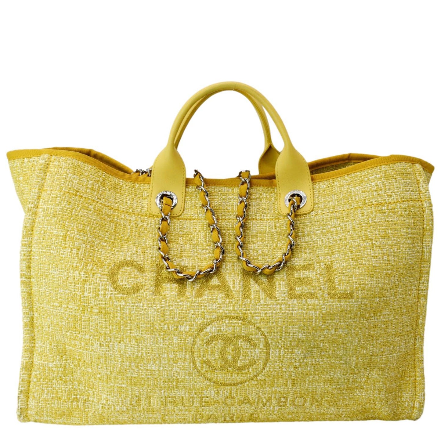 Chanel Deauville Tweed Shopping - 10 Canvas Gold Travel Bag