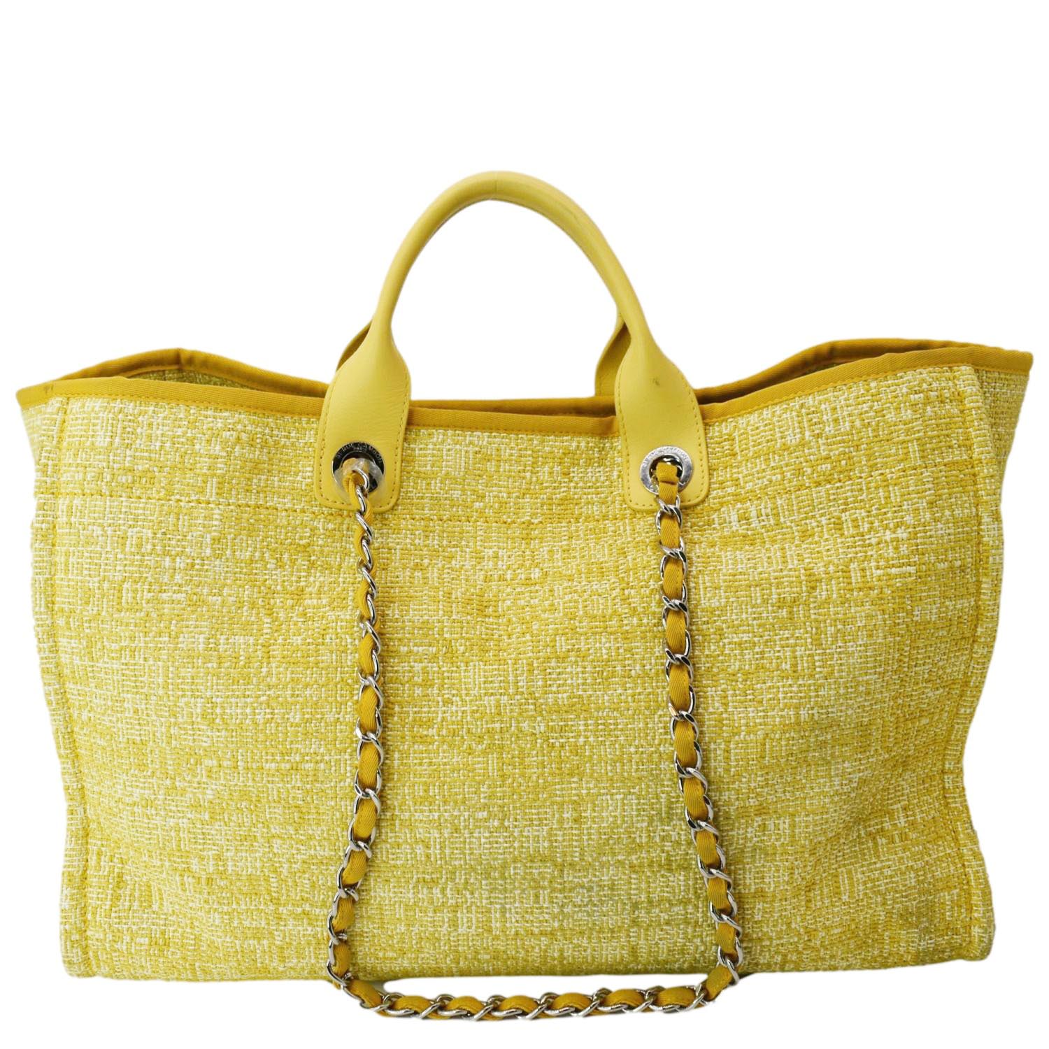Chanel Deauville Tweed Shopping - 10 Canvas Gold Travel Bag
