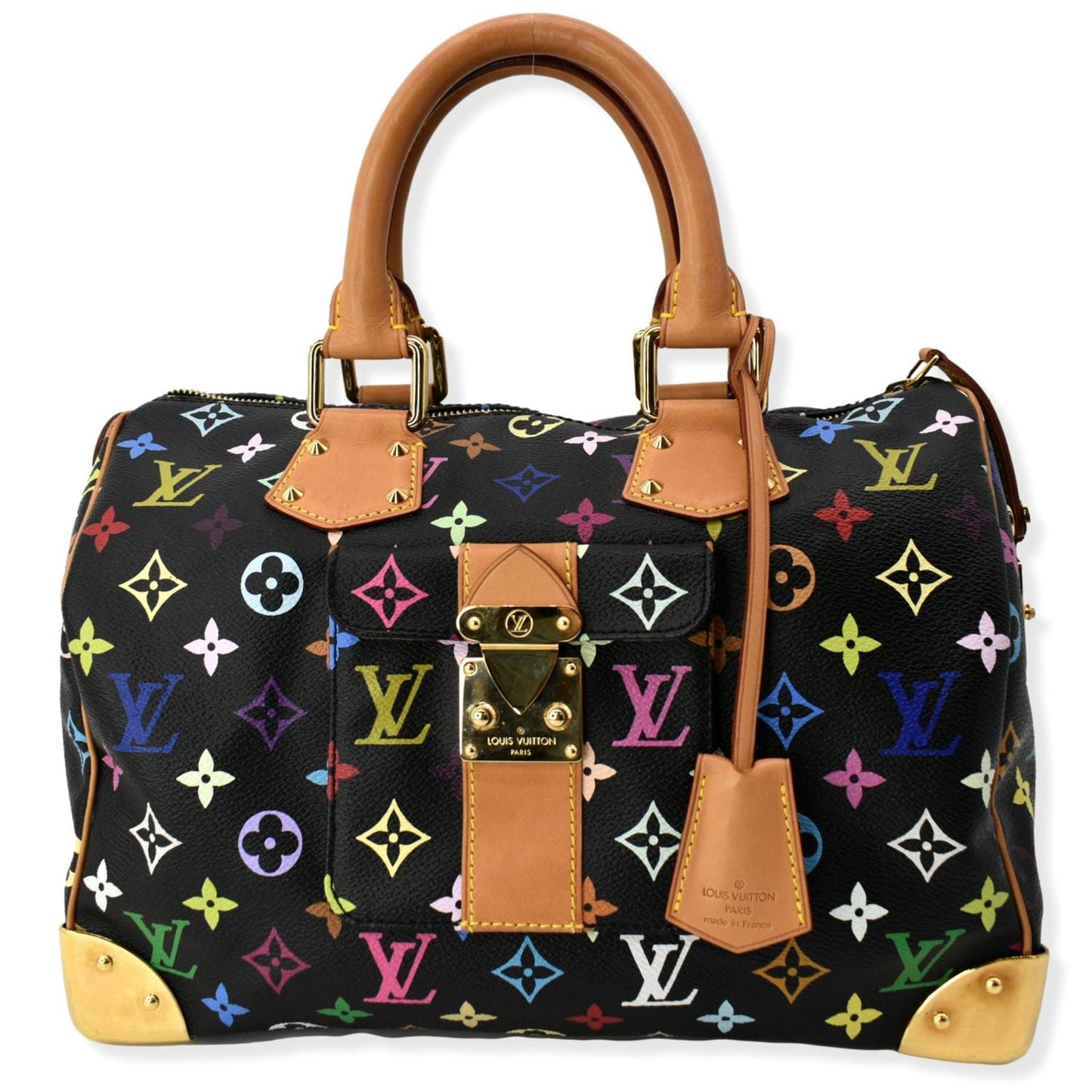 Louis Speedy Multicolor Satchel Bag Canvas Monogram Travel Bag