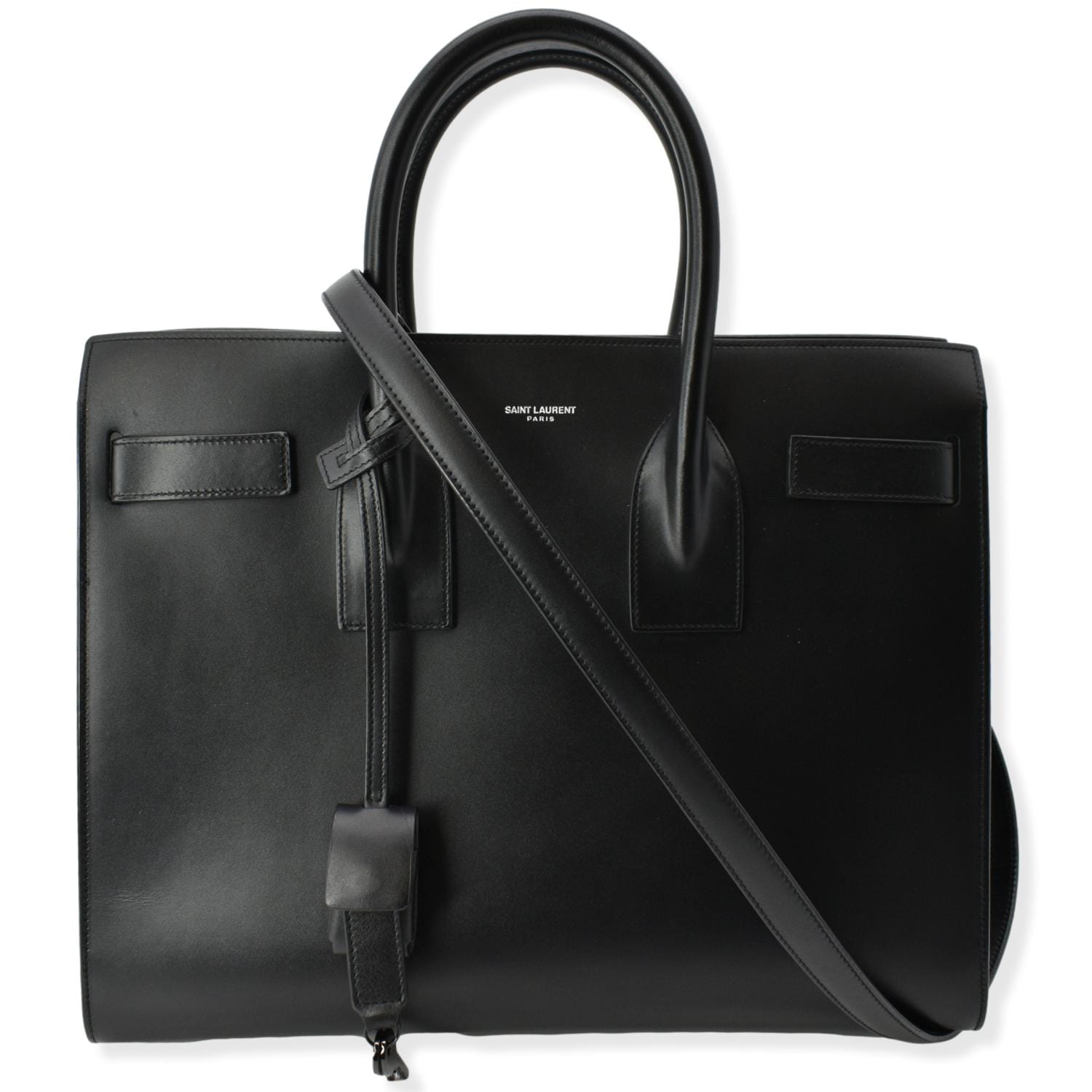 YSL Saint Laurent Yves Sac De Jour Shoulder Bag Leather Black
