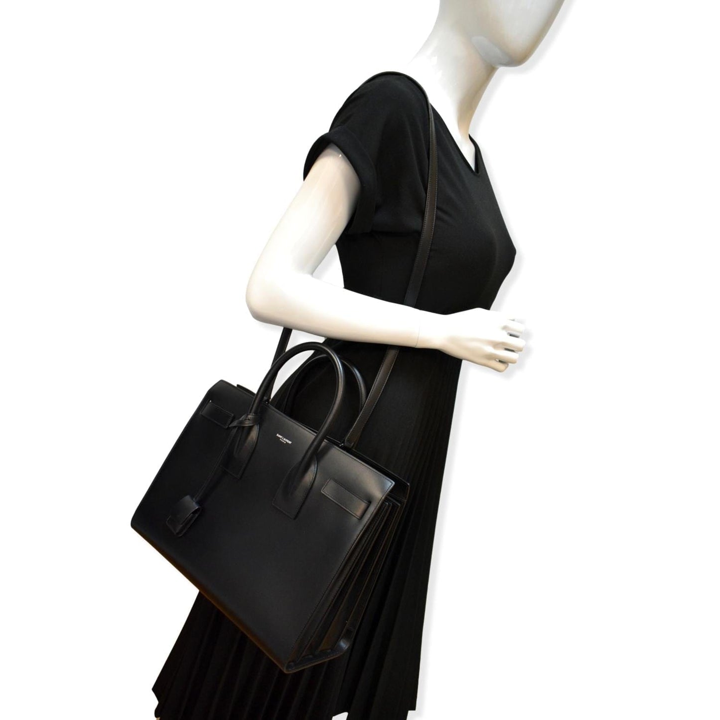 YSL Saint Laurent Saint Sac De Jour Shoulder Bag Leather Black