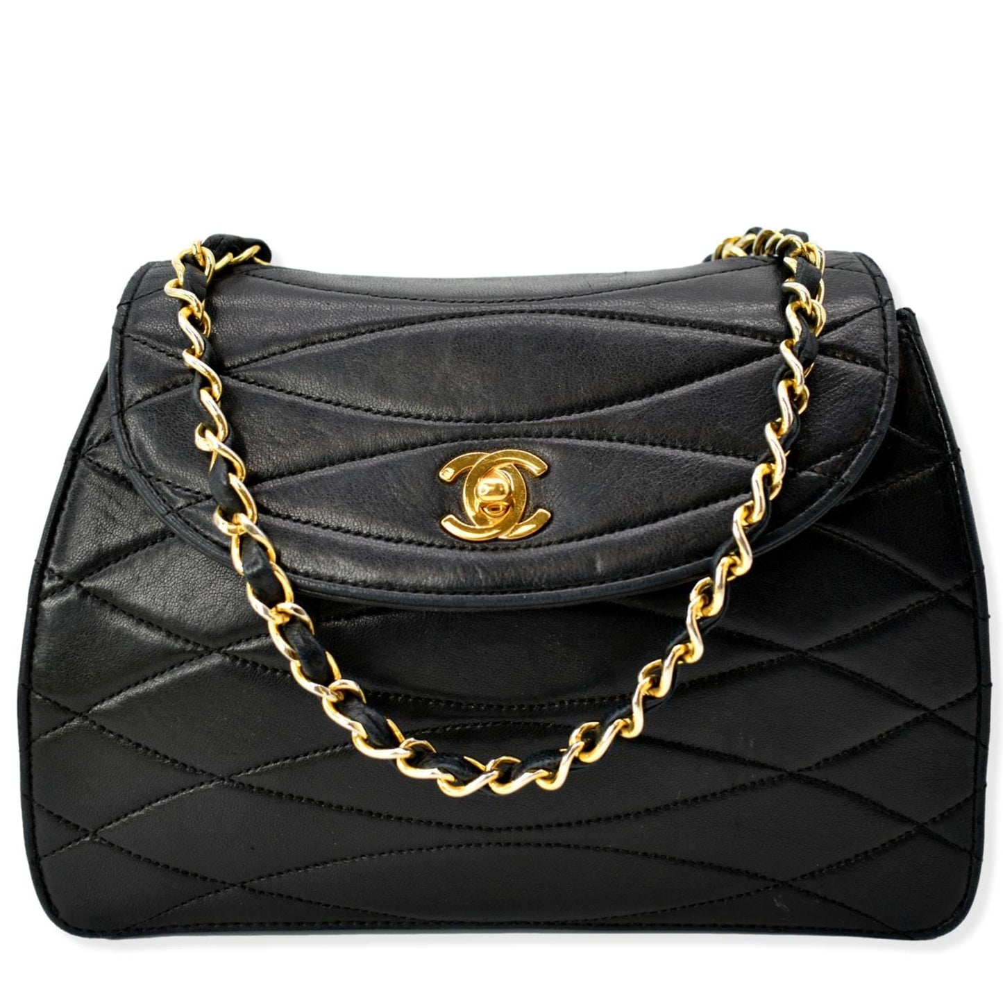Chanel Rare Wave GHW CC Flap Lambskin Black Travel Bag