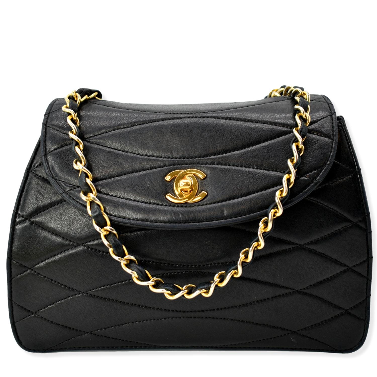 Chanel Rare Wave GHW CC Flap Lambskin Black Travel Bag