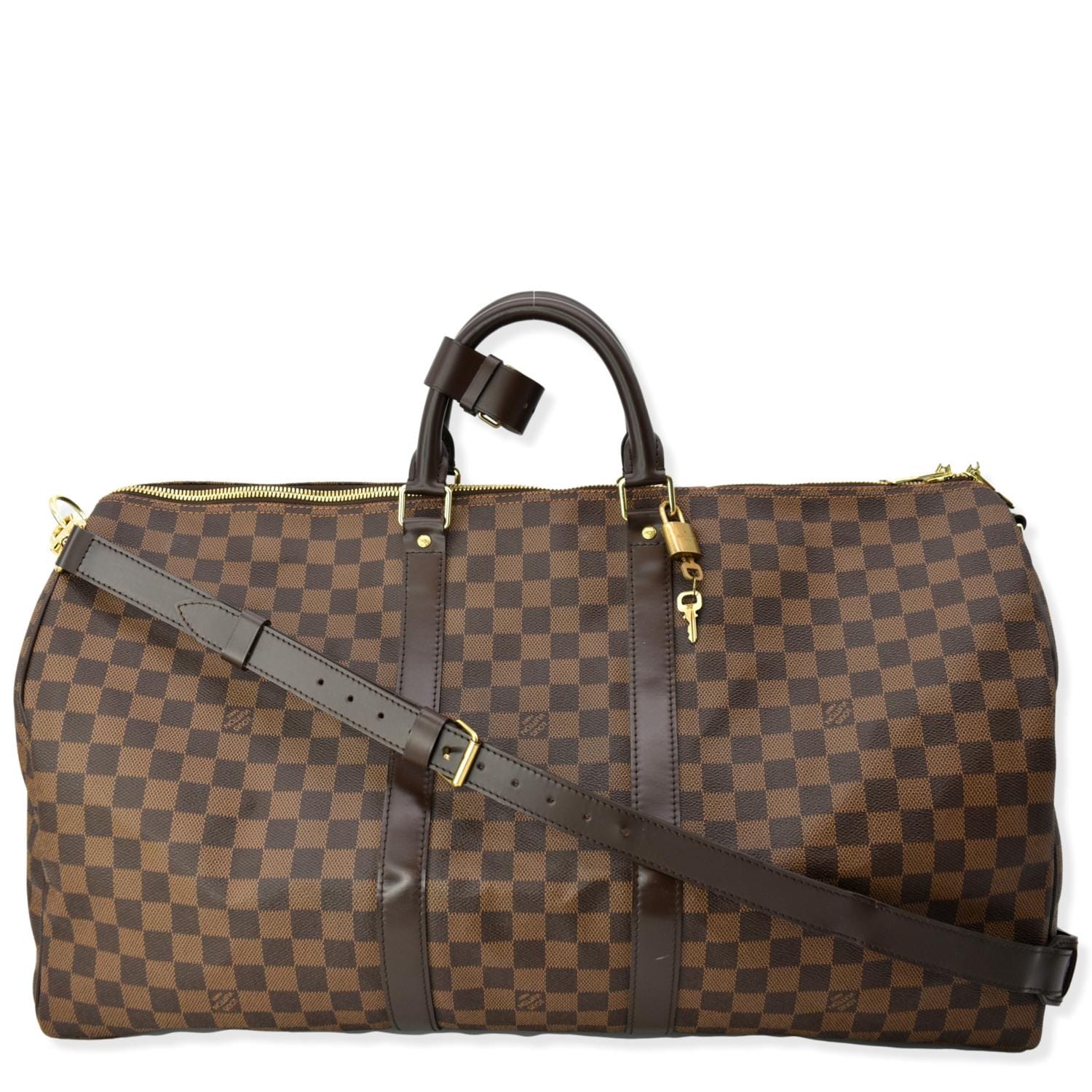 Louis Keepall Bandouliere Damier Ebene Travel Bag Brown