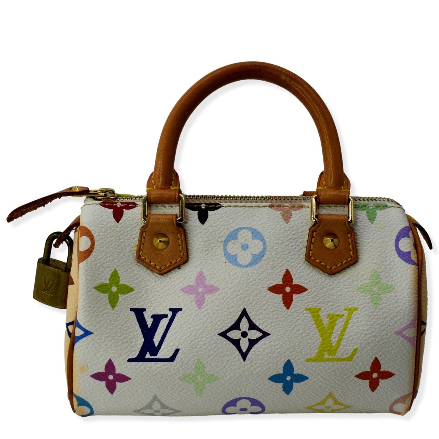 Louis Nano Murakami Speedy Satchel Bag Multicolor Monogram Travel Bag
