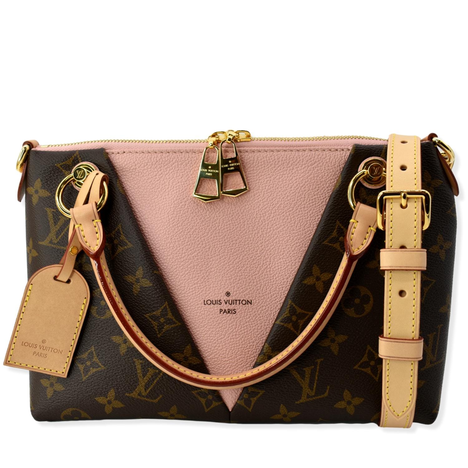 Louis Tote Bb Shoulder Bag Rose Poudre Canvas Monogram