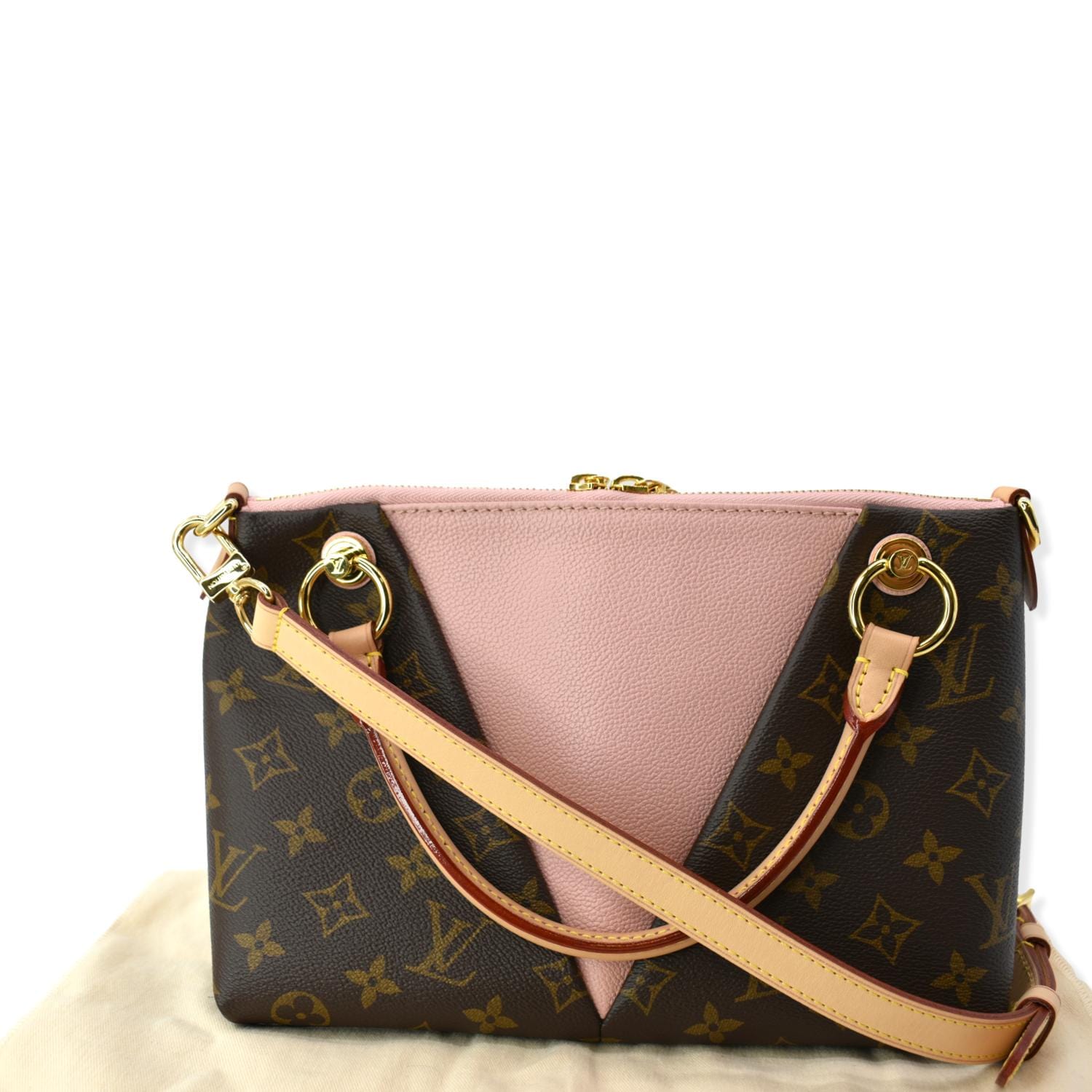 Louis Tote Bb Shoulder Bag Rose Poudre Canvas Monogram