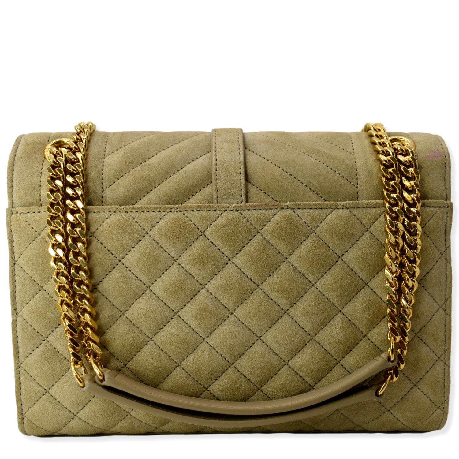 YSL Saint Laurent Yves Envelope Crossbody Bag Suede Matelasse Beige Medium Envelope Matelasse