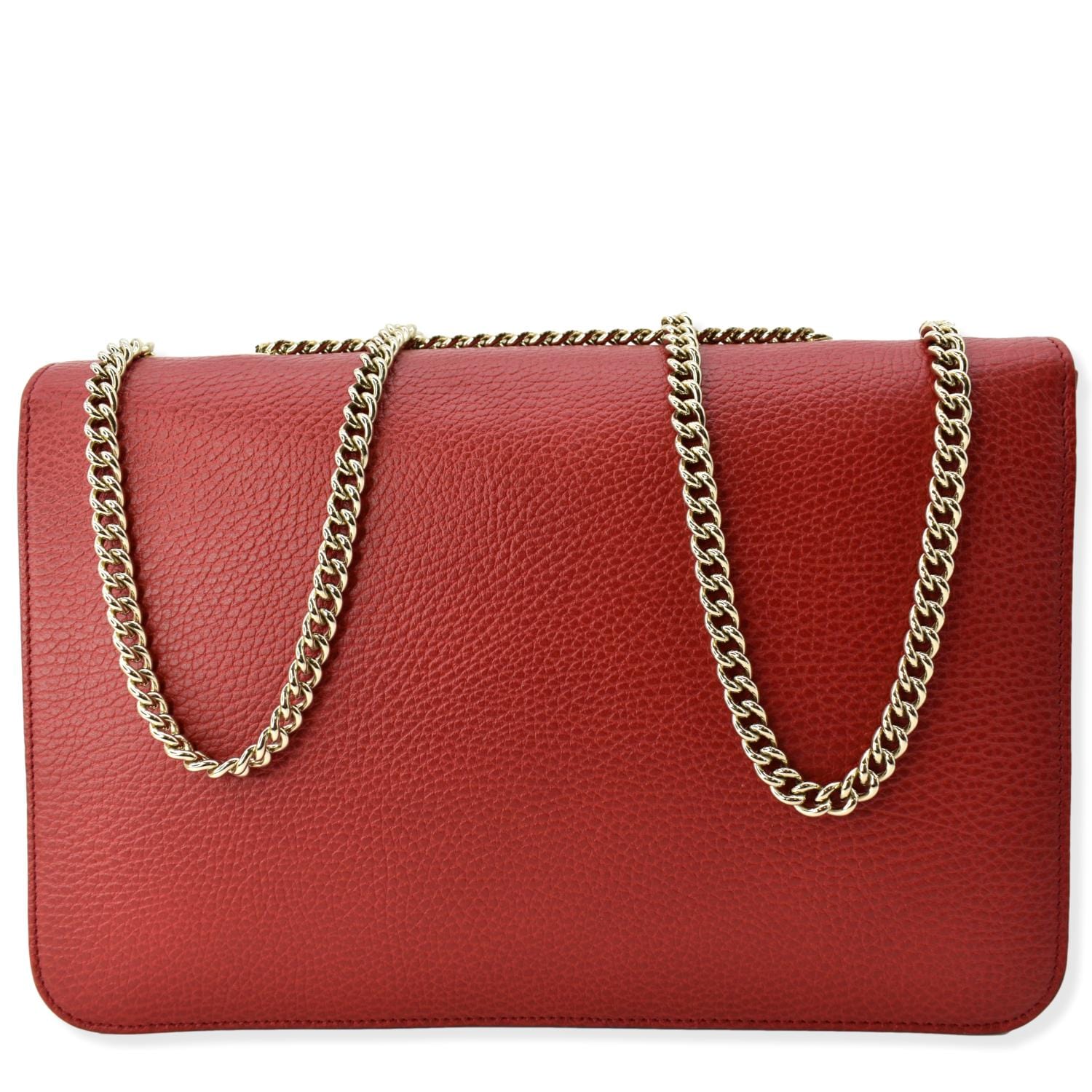 Gucci Interlocking Crossbody Bag Leather Red