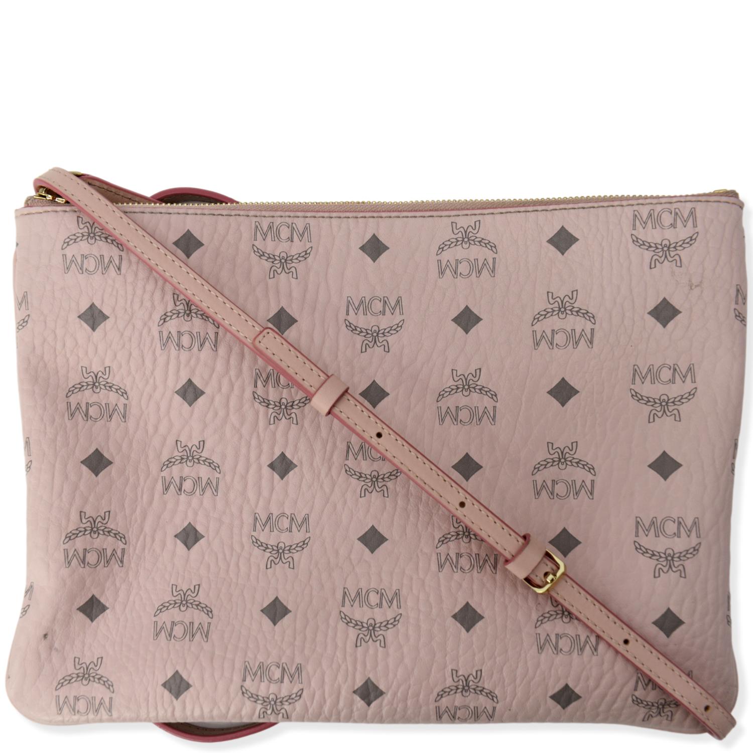 MCM Visetos Crossbody Pouch Canvas Pink Crossbody Bag