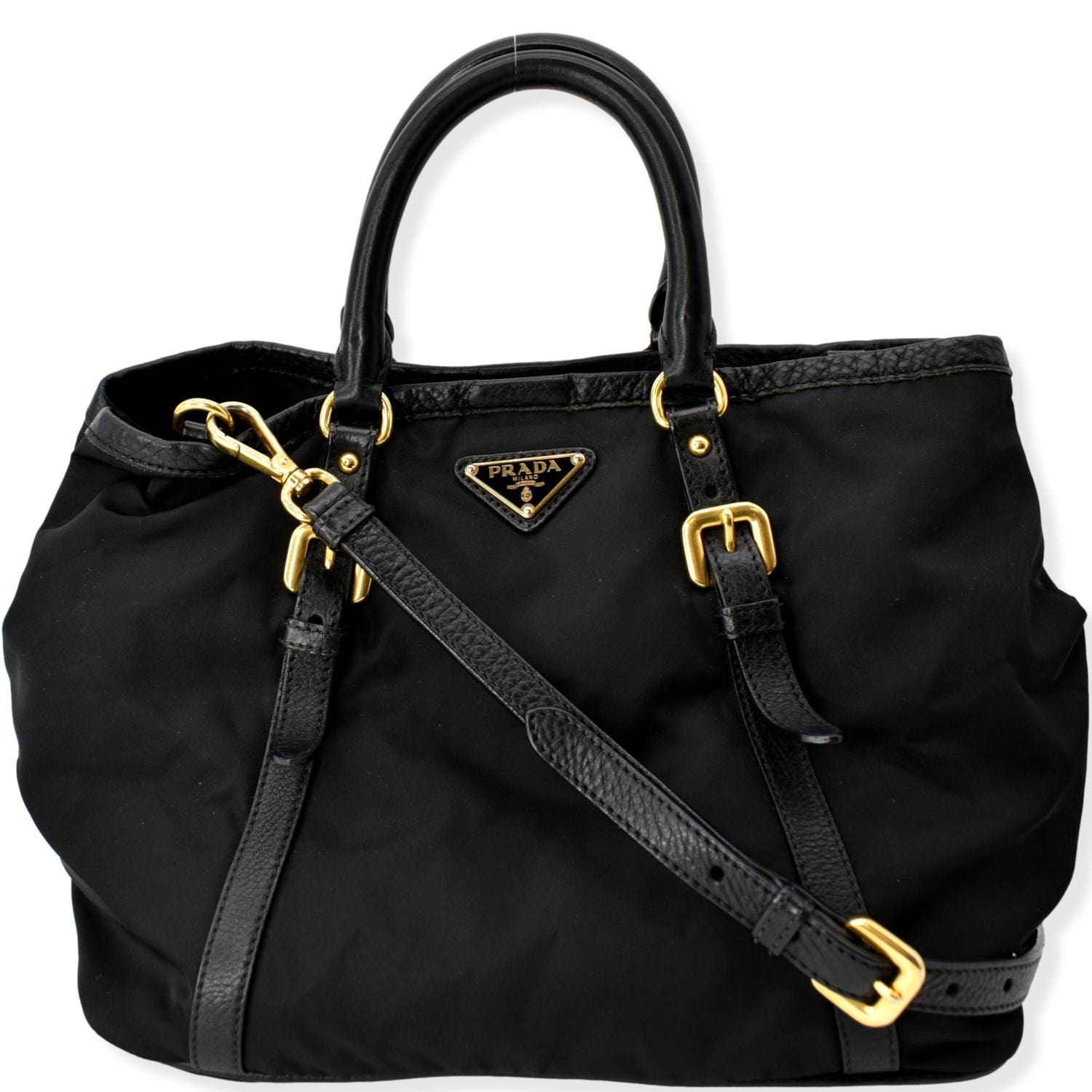 Tessuto Vitello Daino Tote Shoulder Bag Nylon Black
