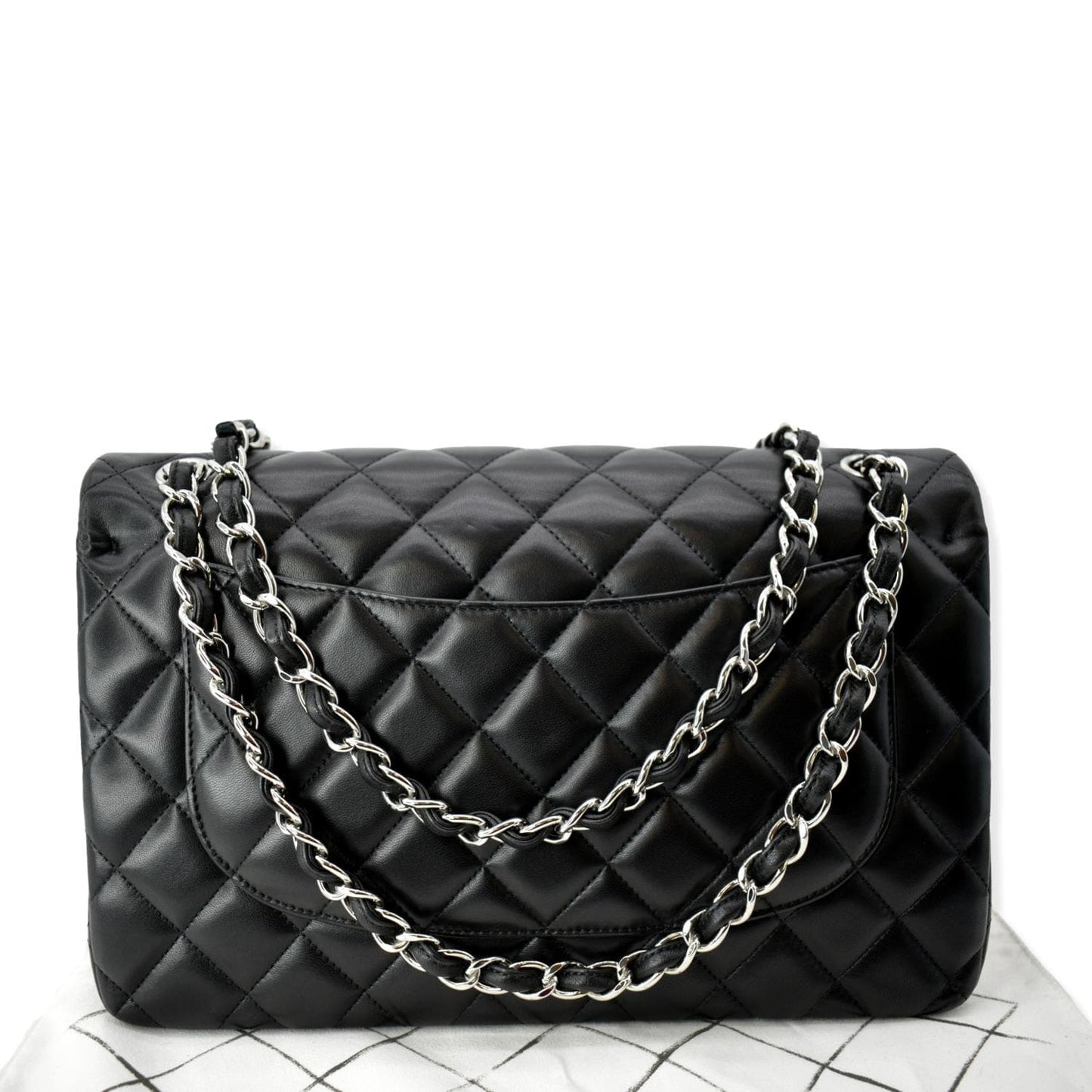 Chanel Classic Jumbo Double Flap Leather Lambskin Black Travel Bag
