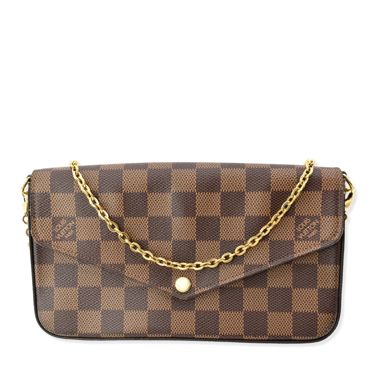 Louis Felicie Damier Ebene Pochette Crossbody Bag Brown