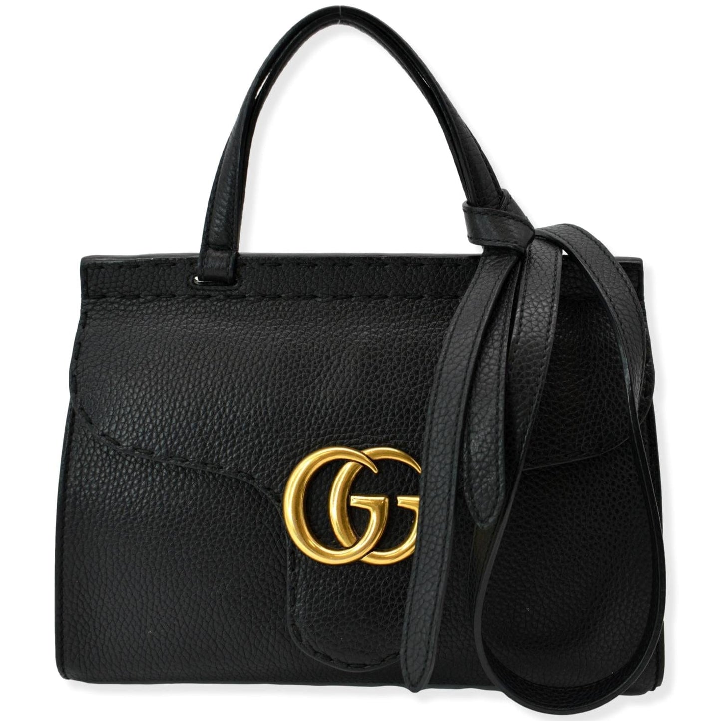 Gucci Marmont Top Handle Shoulder Bag Leather Black