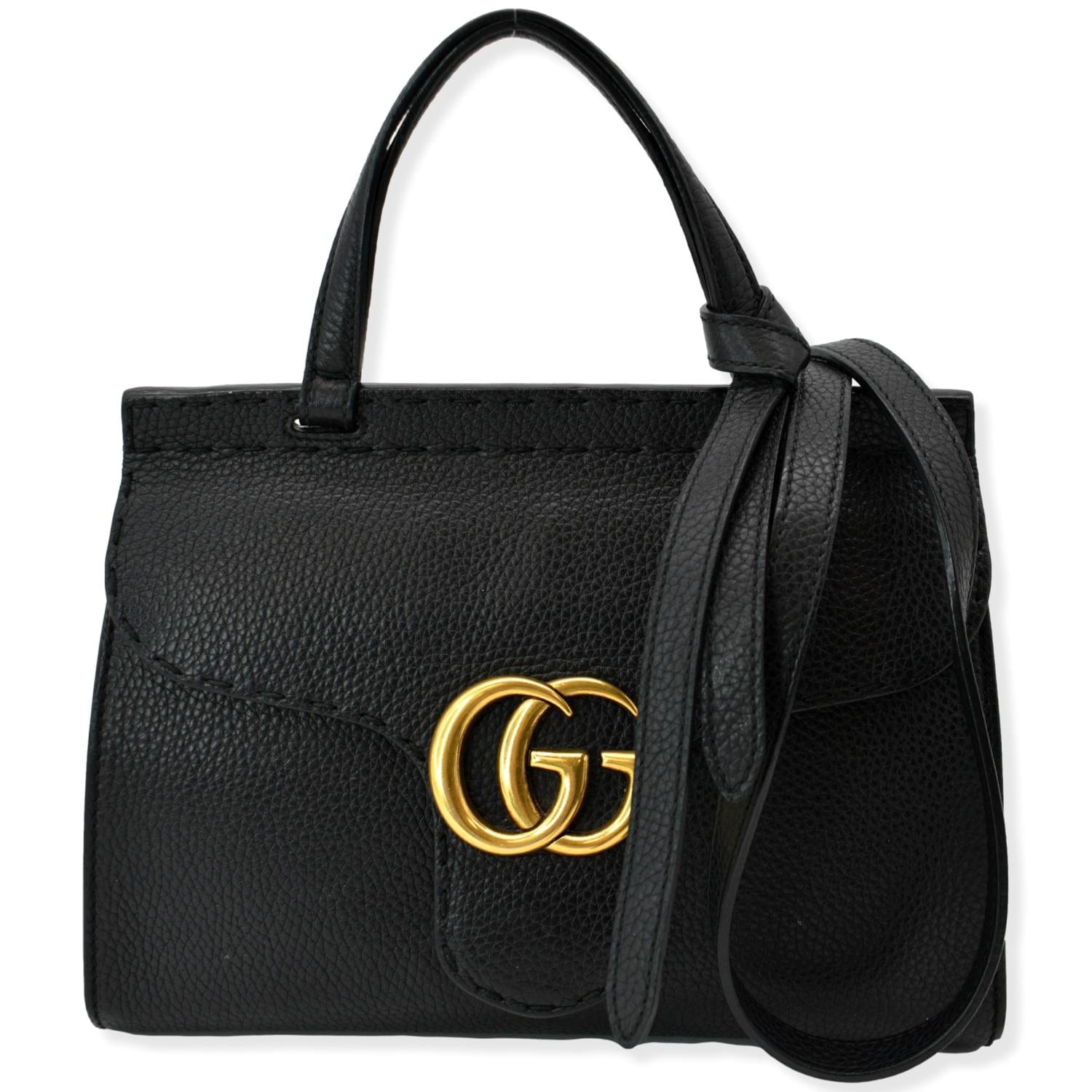 Gucci Marmont Top Handle Shoulder Bag Leather Black