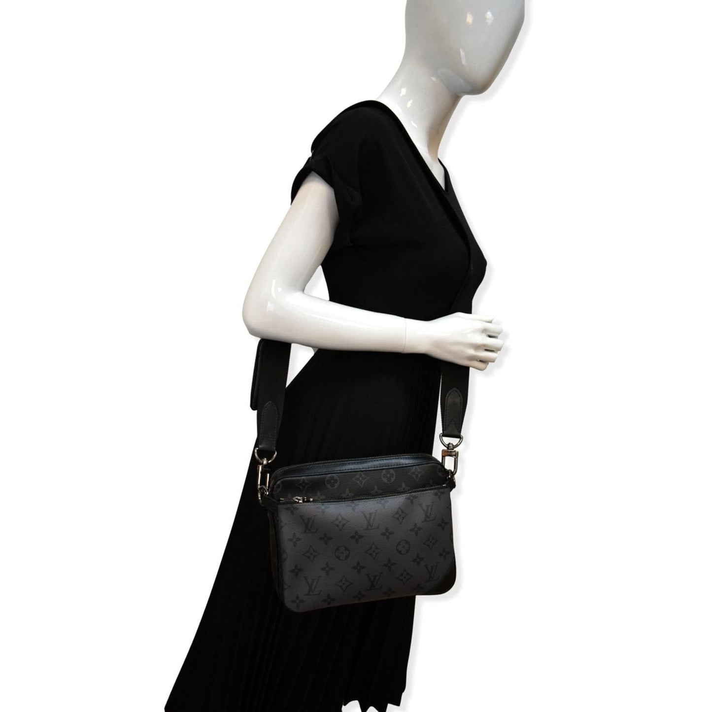 Louis Trio Eclipse Messenger Bag Grey Monogram Crossbody Bag