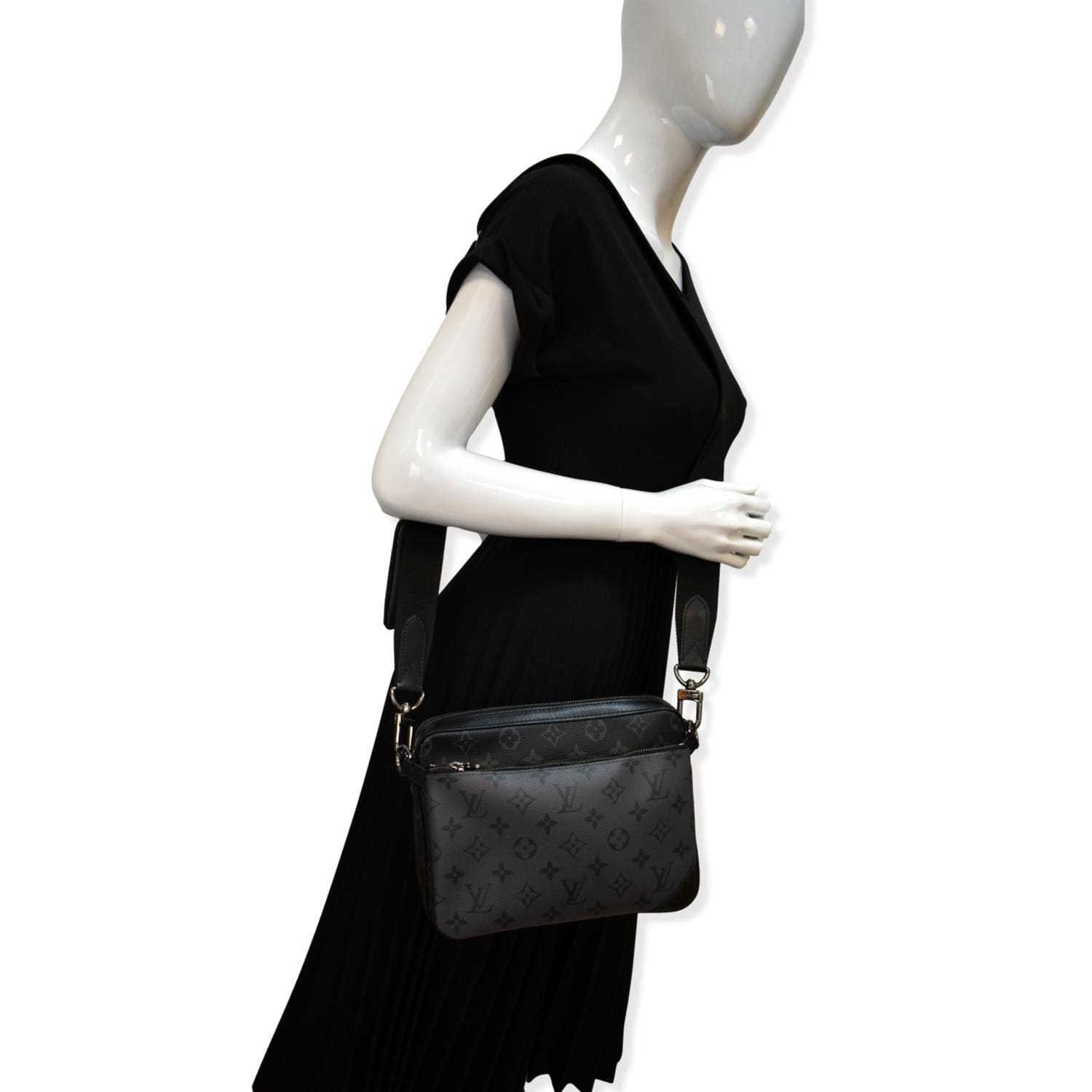 Louis Trio Eclipse Messenger Bag Grey Monogram Crossbody Bag