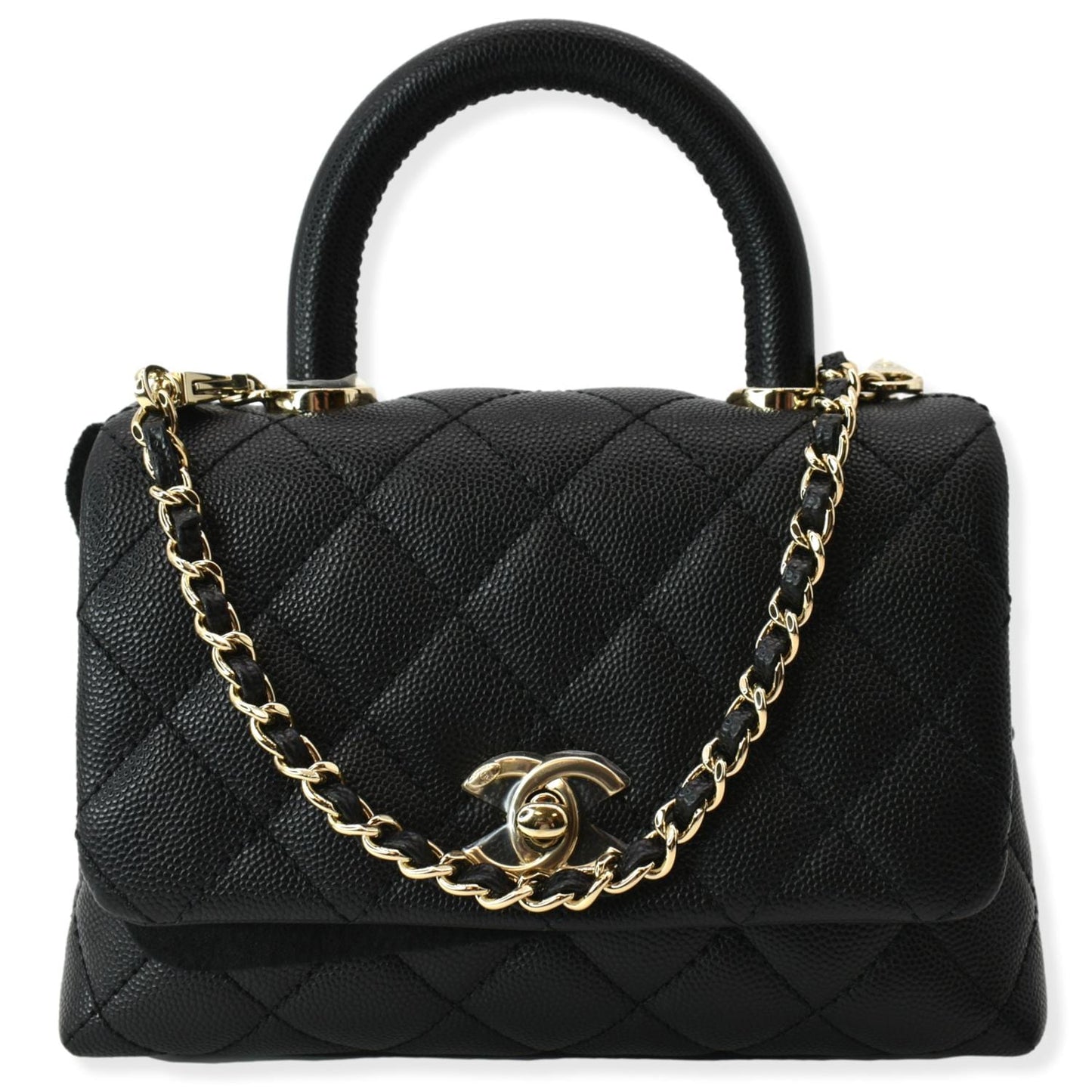 Chanel Coco Extra Top Handle Caviar Leather Black Travel Bag