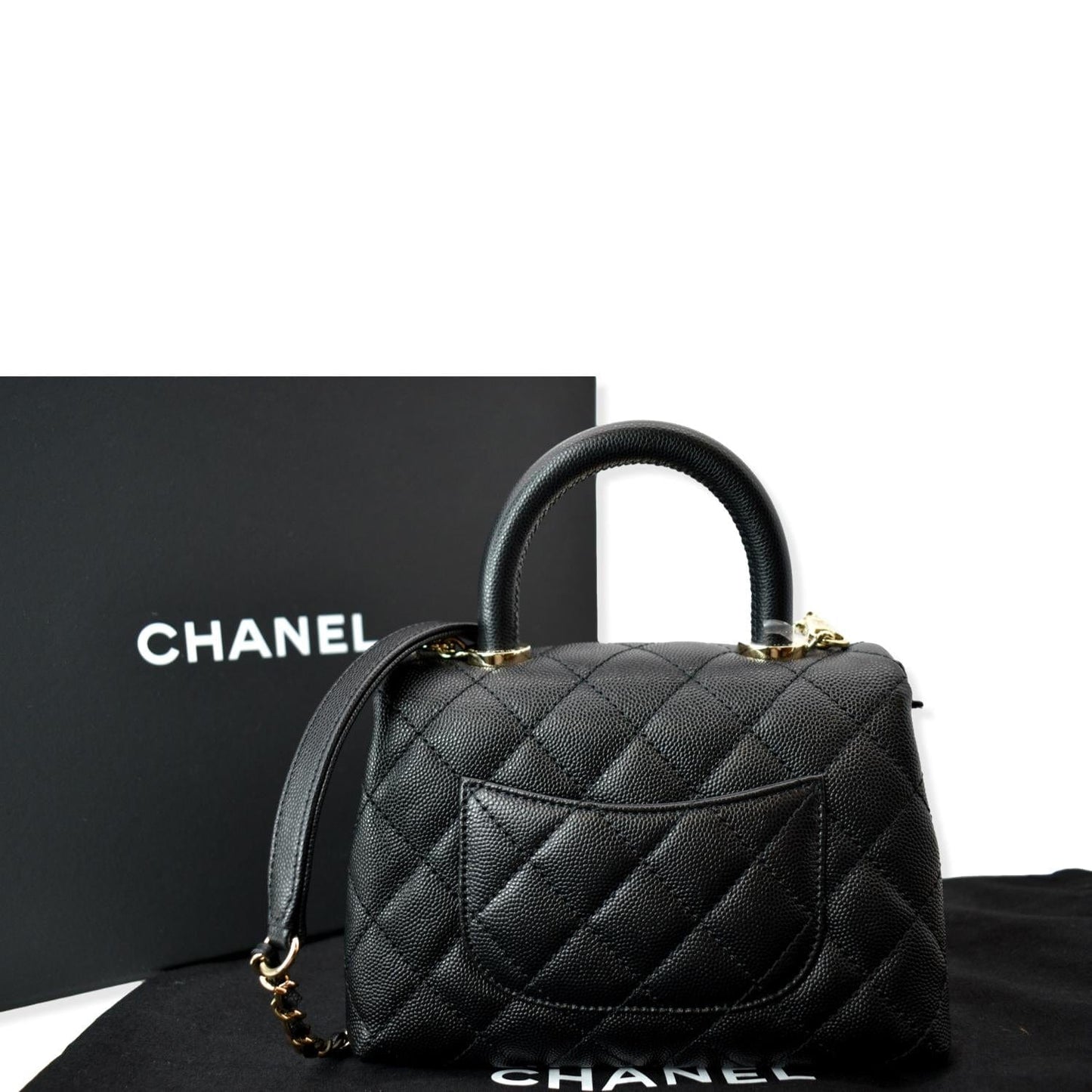 Chanel Coco Extra Top Handle Caviar Leather Black Travel Bag