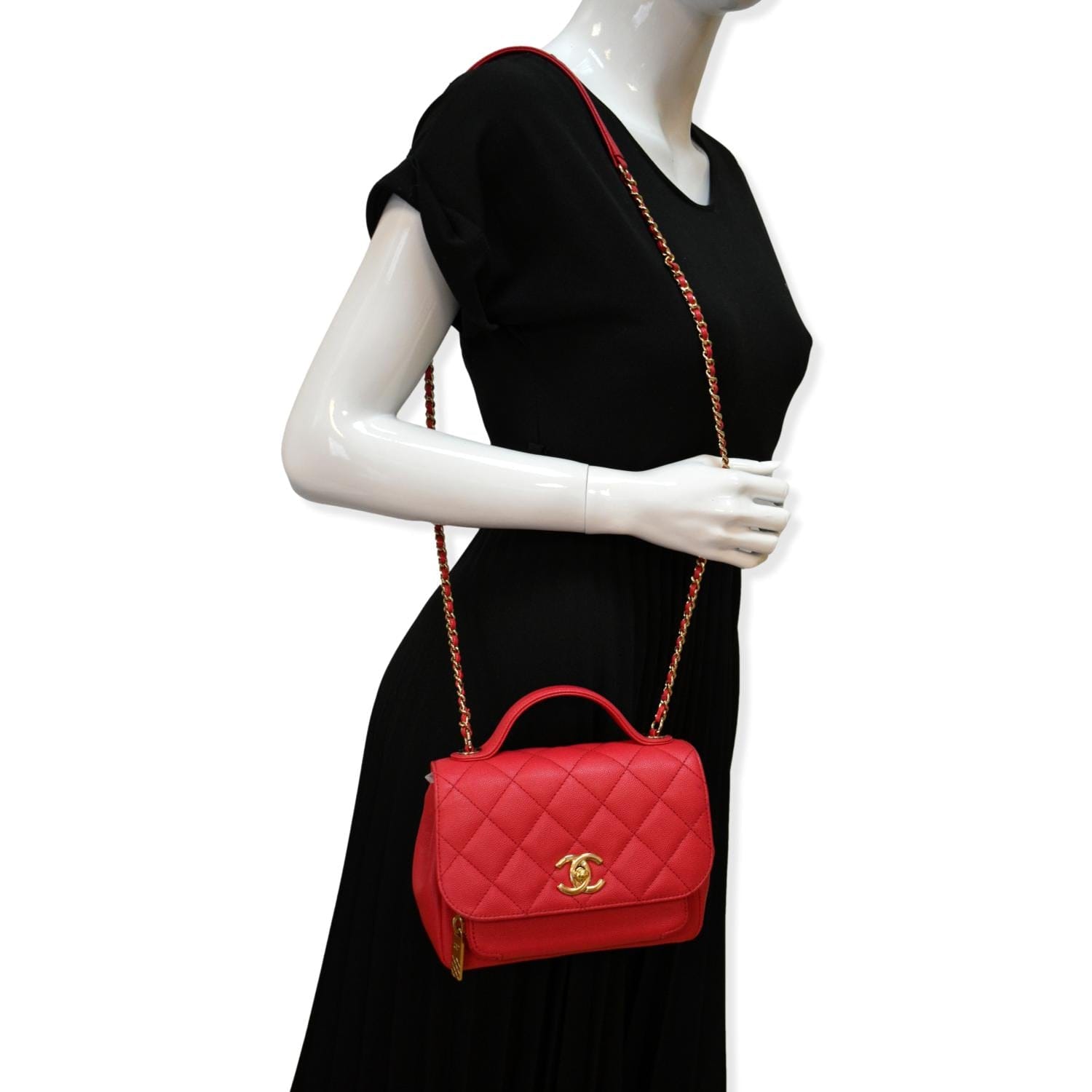 Chanel Business Affinity Caviar Quilted Red Travel Bag