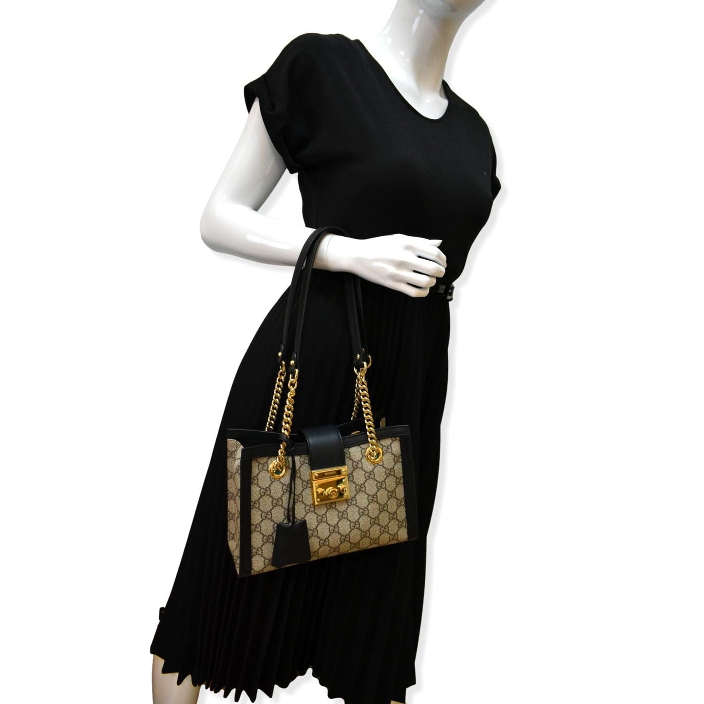 Gucci Padlock Supreme Shoulder Bag Ebony Canvas Beige