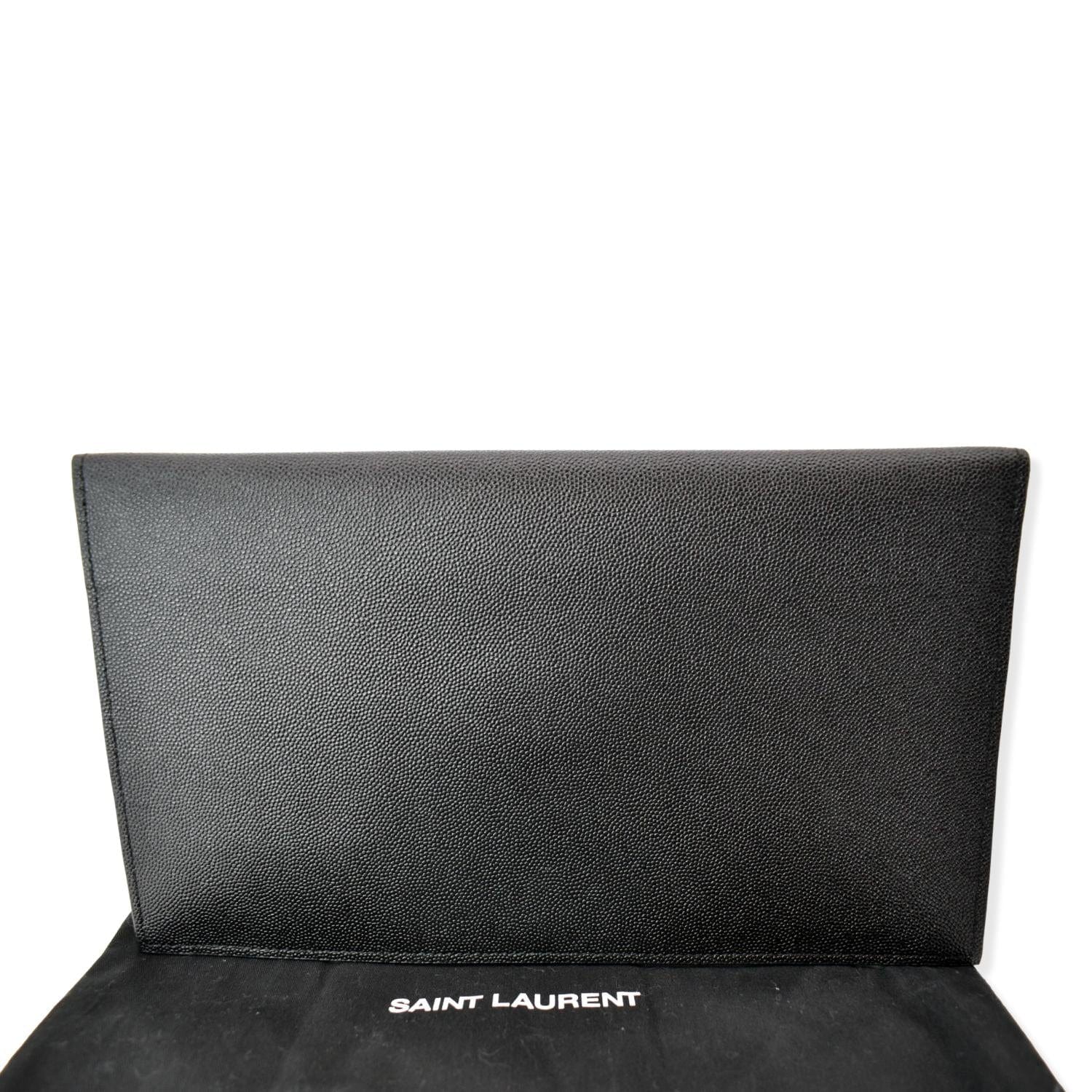 YSL Saint Laurent Saint Uptown Envelope Grain De Poudre Clutch Leather Black Clutch Bag