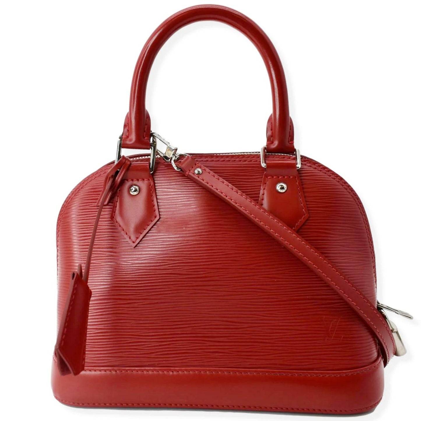 Louis Alma Bb Epi Satchel Crossbody Bag Leather Red