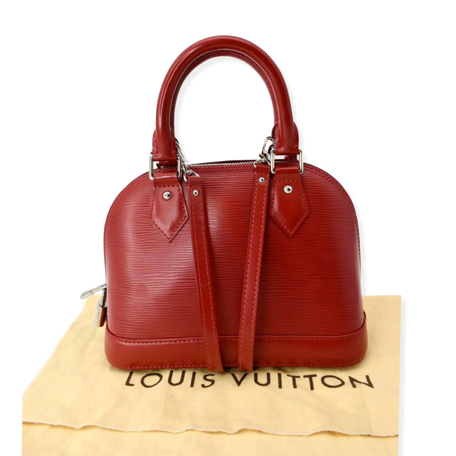 Louis Alma Bb Epi Satchel Crossbody Bag Leather Red