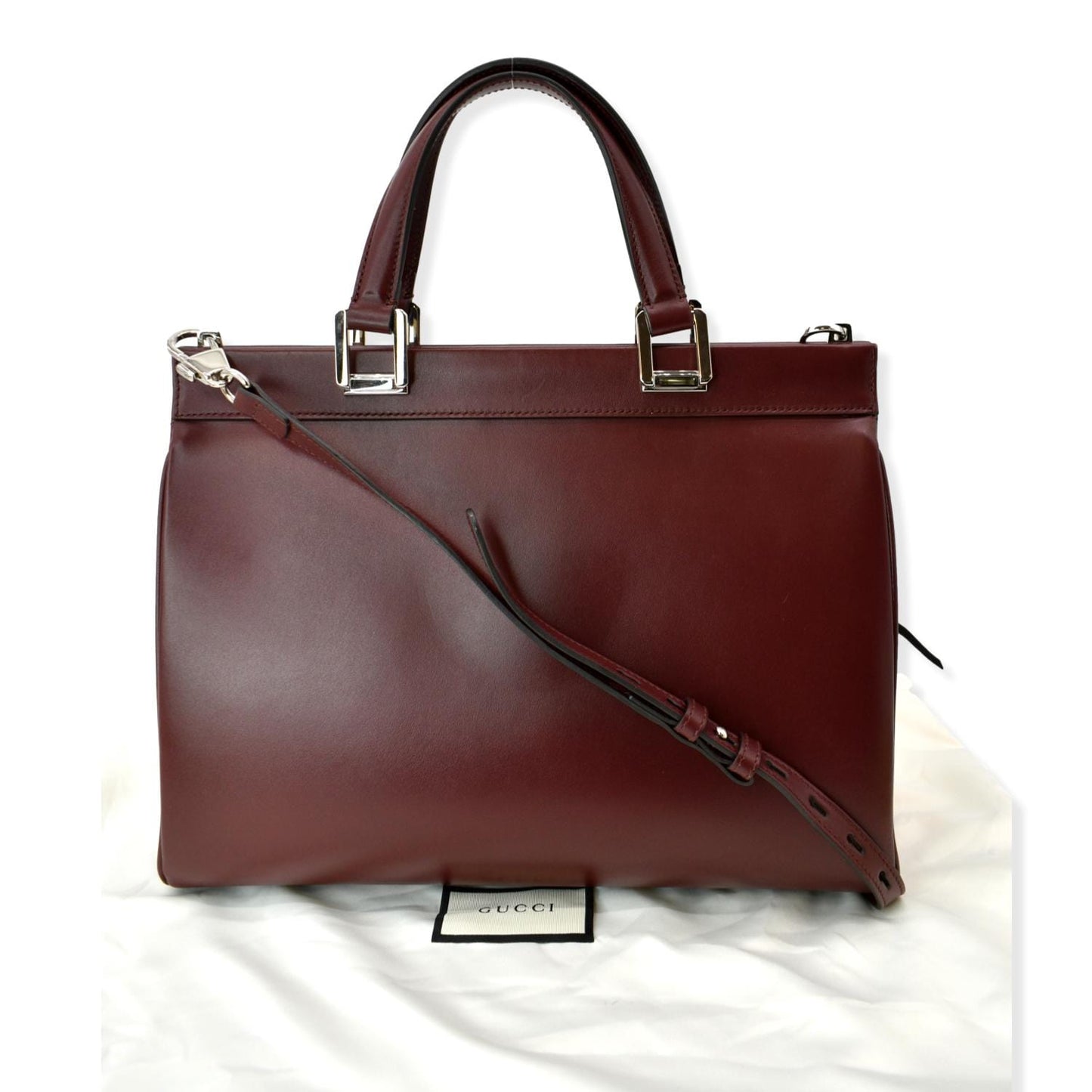 Gucci Zumi Top Handle Bag Burgundy Leather Medium Travel Bag