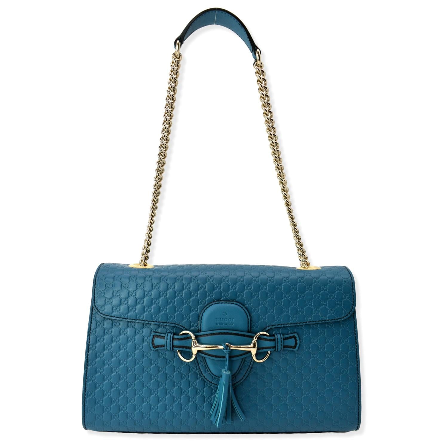 Gucci Emily ssima Shoulder Bag Teal Leather Medium