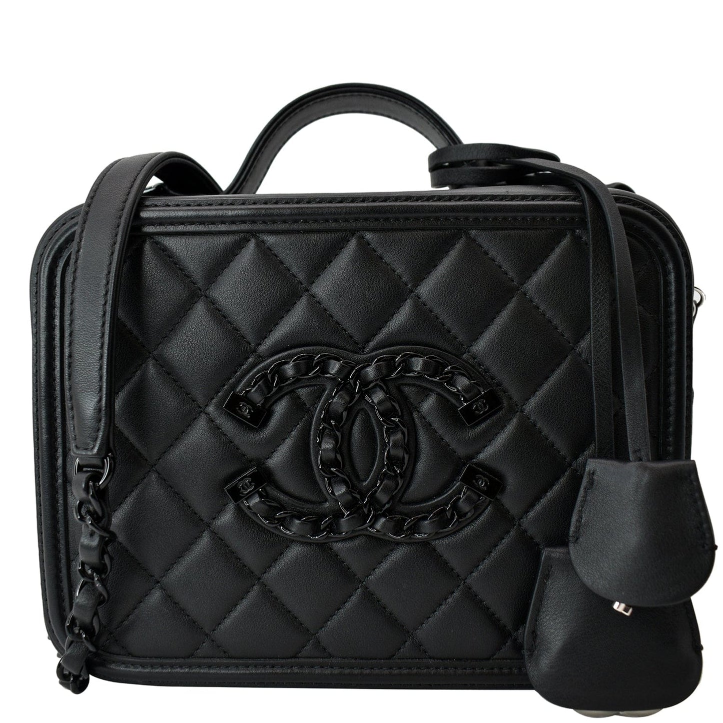 Chanel Incognito CC Filigree Vanity So Lambskin Black Travel Bag