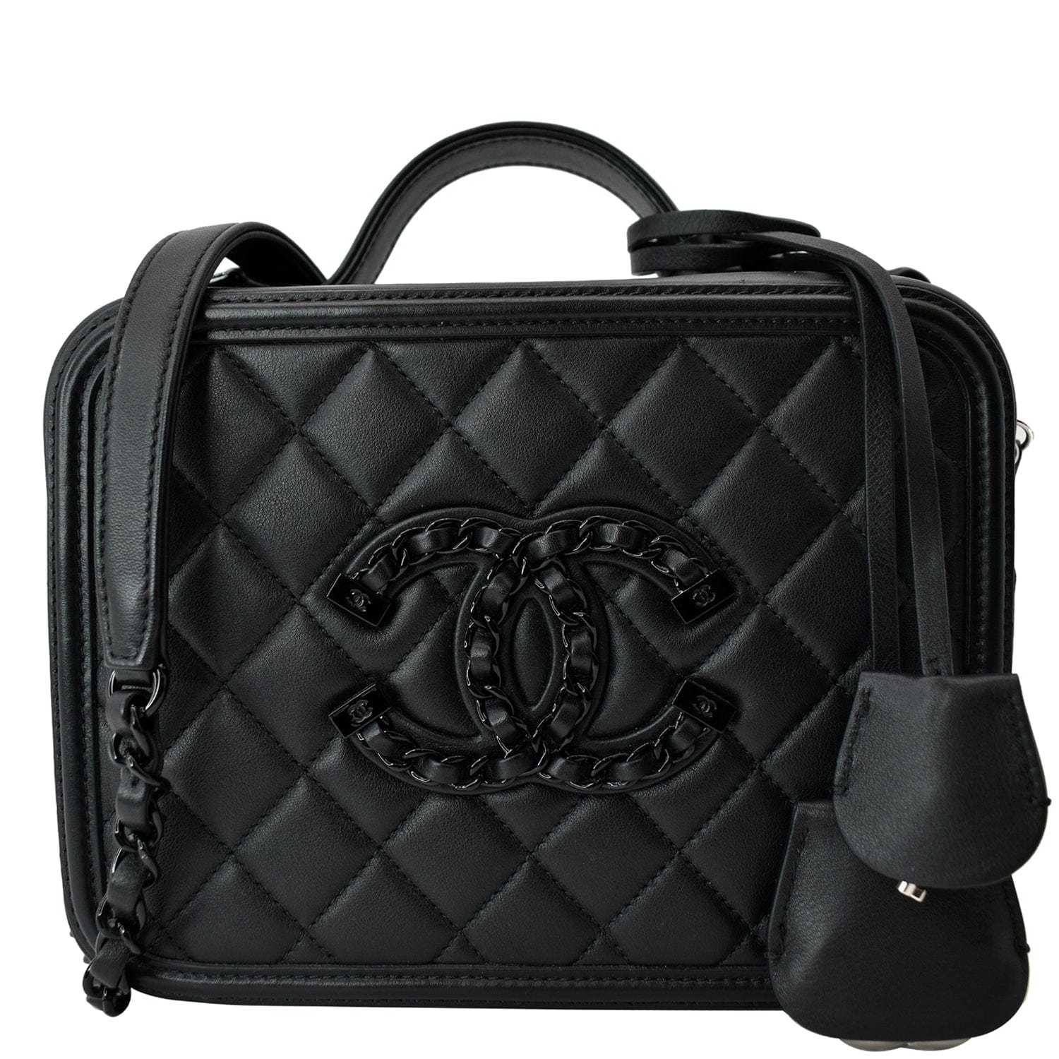 Chanel Incognito CC Filigree Vanity So Lambskin Black Travel Bag