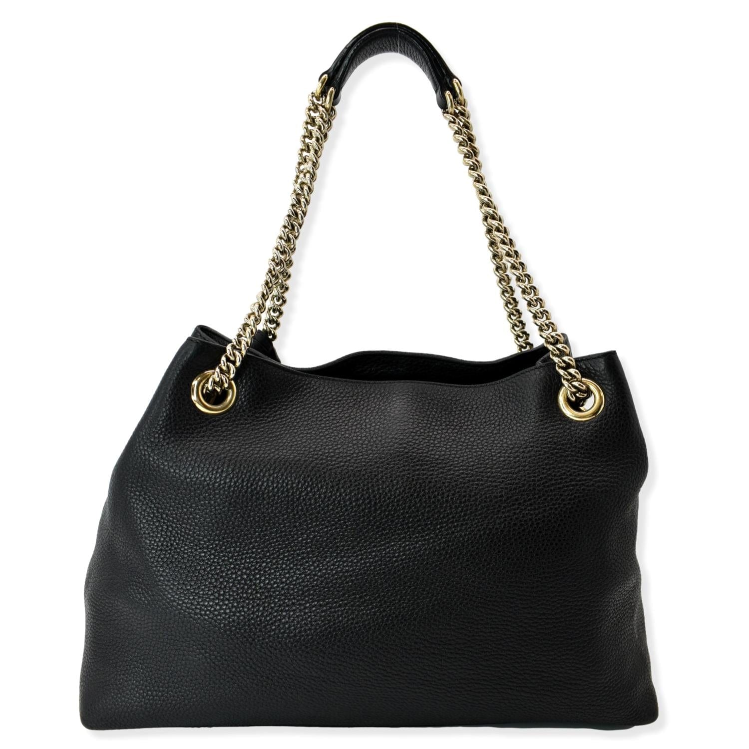Gucci Soho Pebbled Shoulder Bag Leather Black Soho 308982
