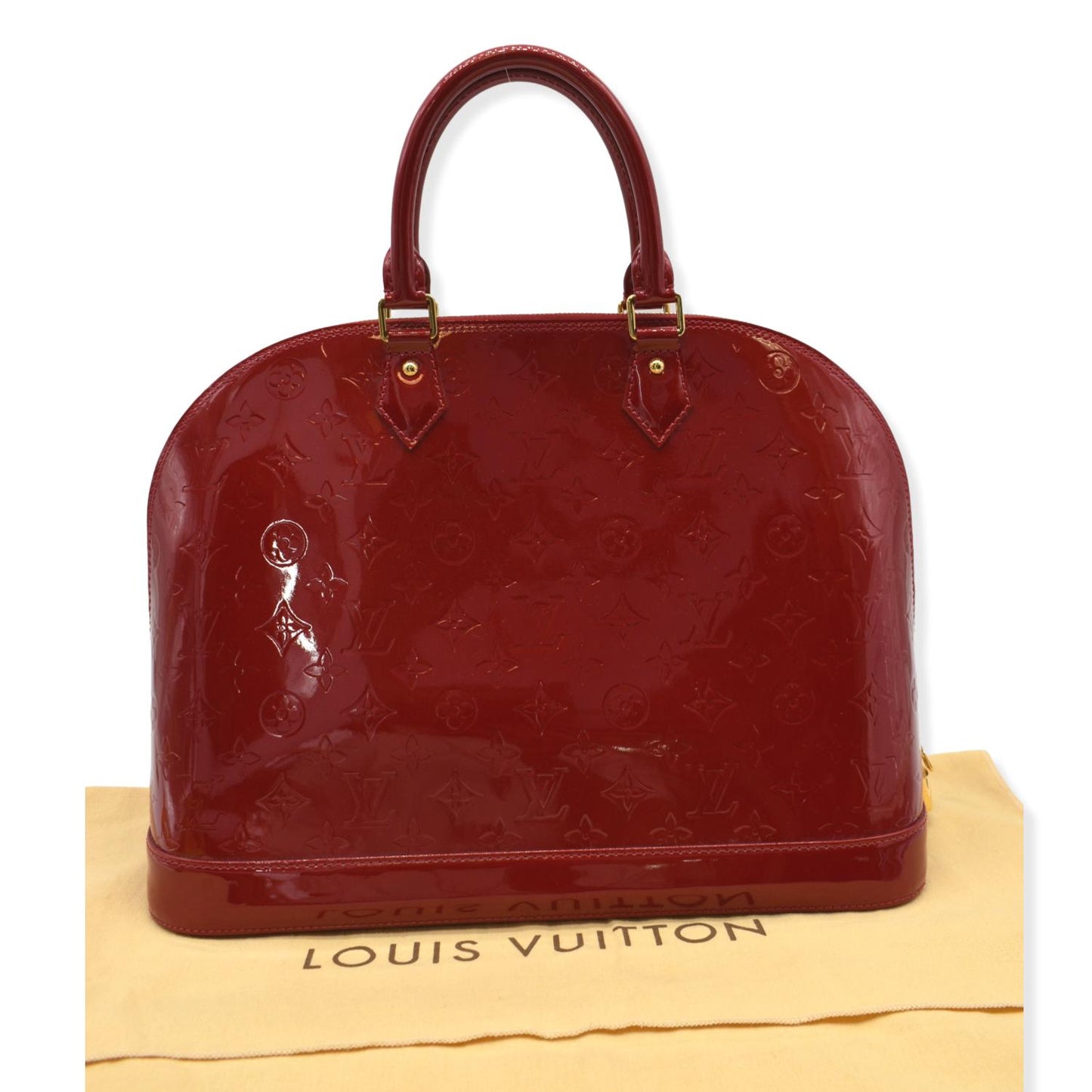 Louis Alma Gm Vernis Satchel Bag Monogram Red Travel Bag