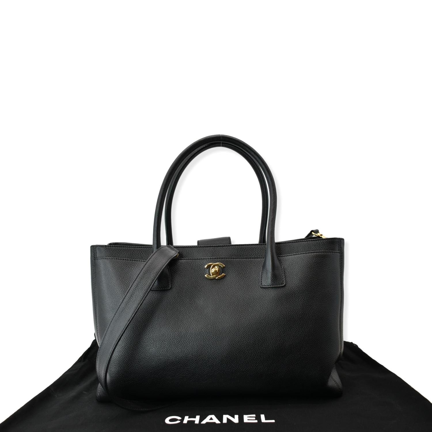 Chanel Cerf Executive Shopper Leather Black Travel Bag