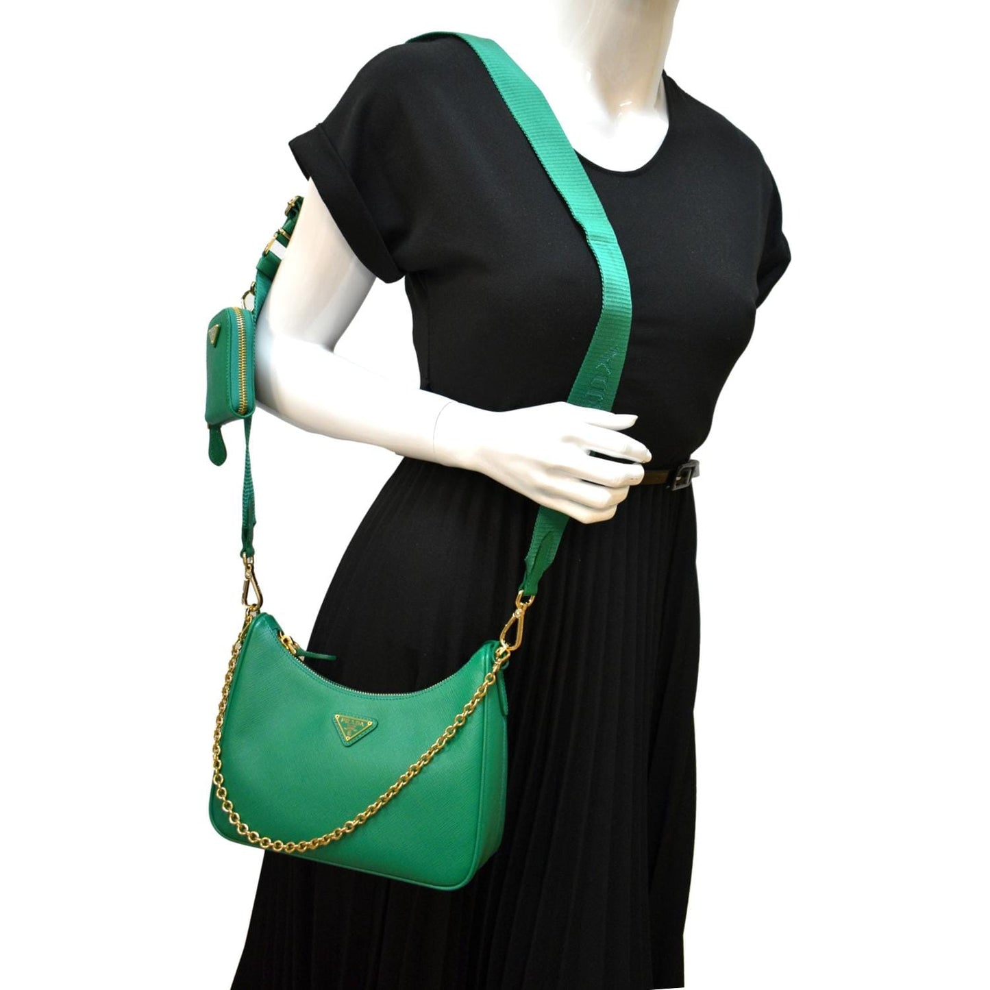 Prada Re Edition Shoulder Bag Leather Saffiano Green Re Edition Green