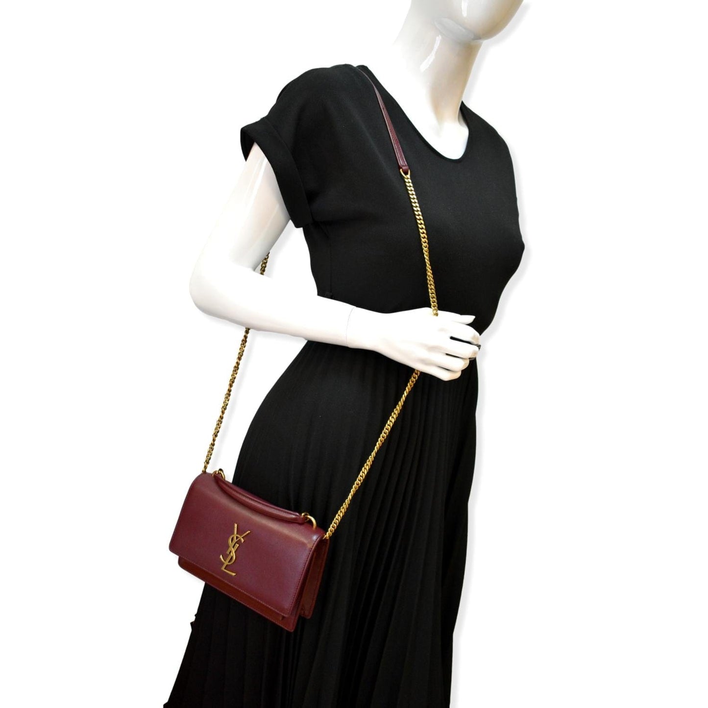 YSL Saint Laurent Saint Sunset Crossbody Bag Rouge Legion Leather Mini