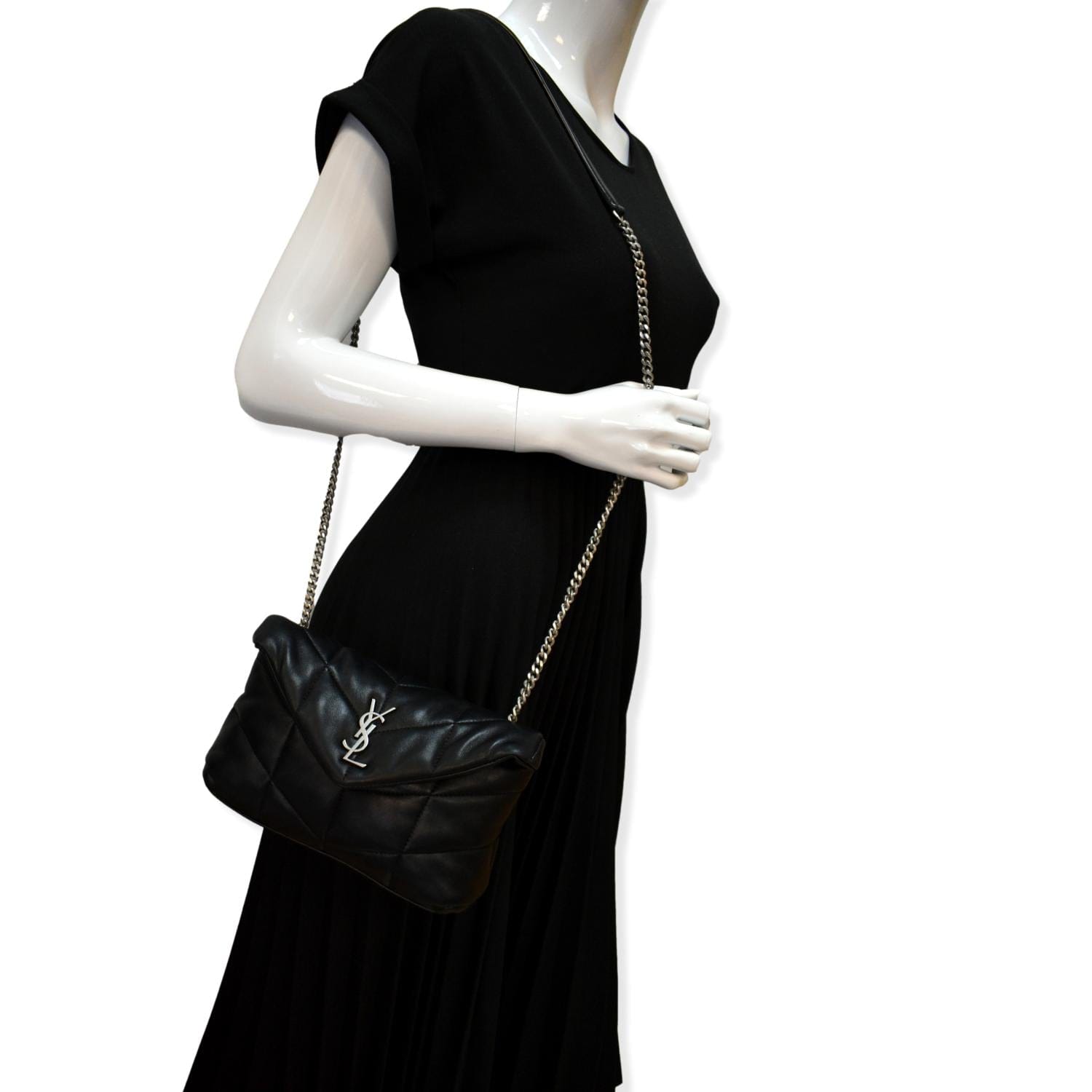 YSL Saint Laurent Saint Loulou Puffer Crossbody Bag Hot Deals Leather Black