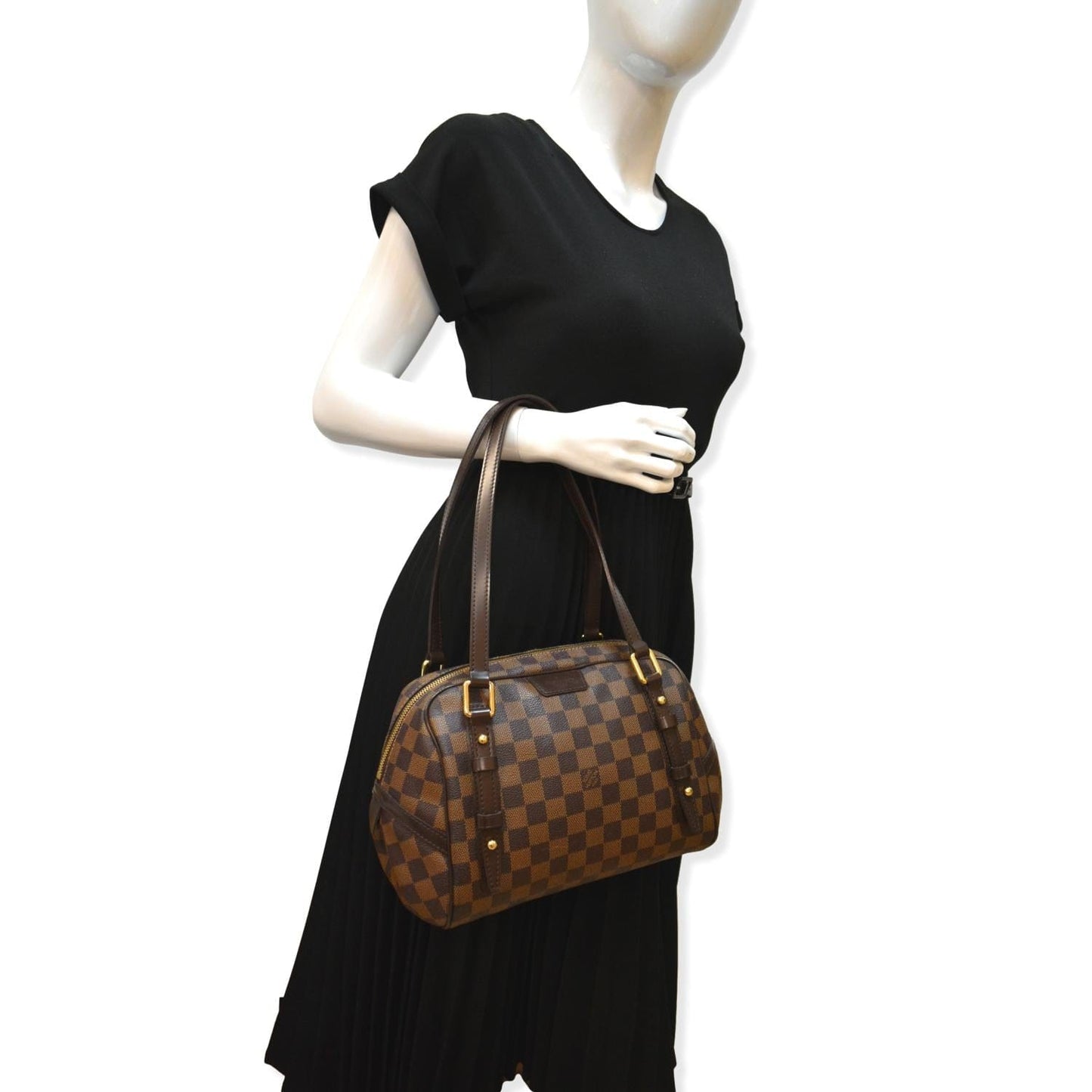 Louis Rivington Pm Damier Ebene Shoulder Bag Brown
