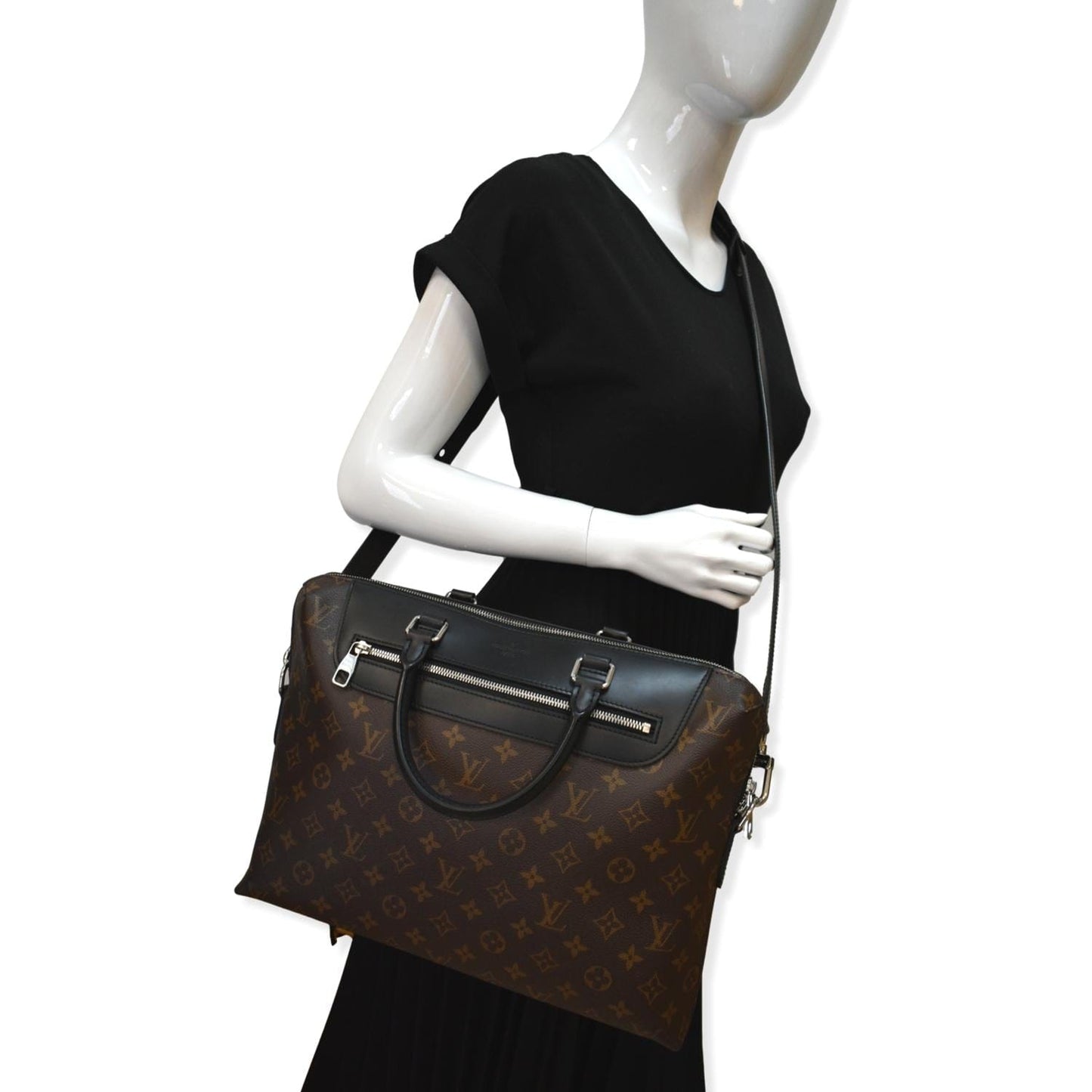 Louis Porte Documents Jour Macassar Briefcase Bag Monogram Crossbody Bag