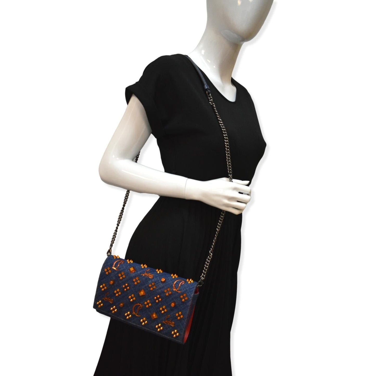 Paloma New Rep Pearl Spikes Crossbody Bags Denim Blue