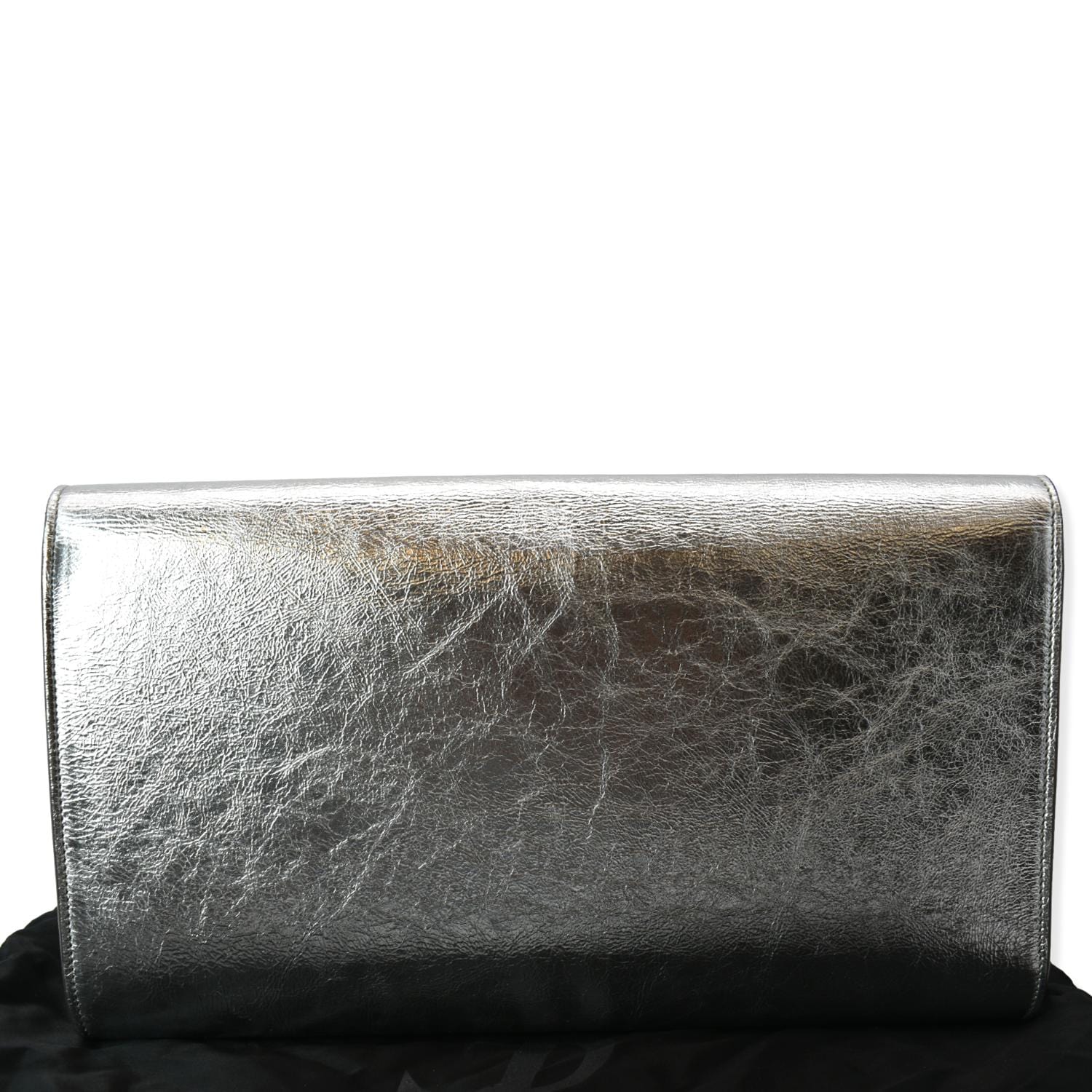 YSL Saint Laurent Saint Belle De Jour Clutch Bag Leather Silver Jour Clutch