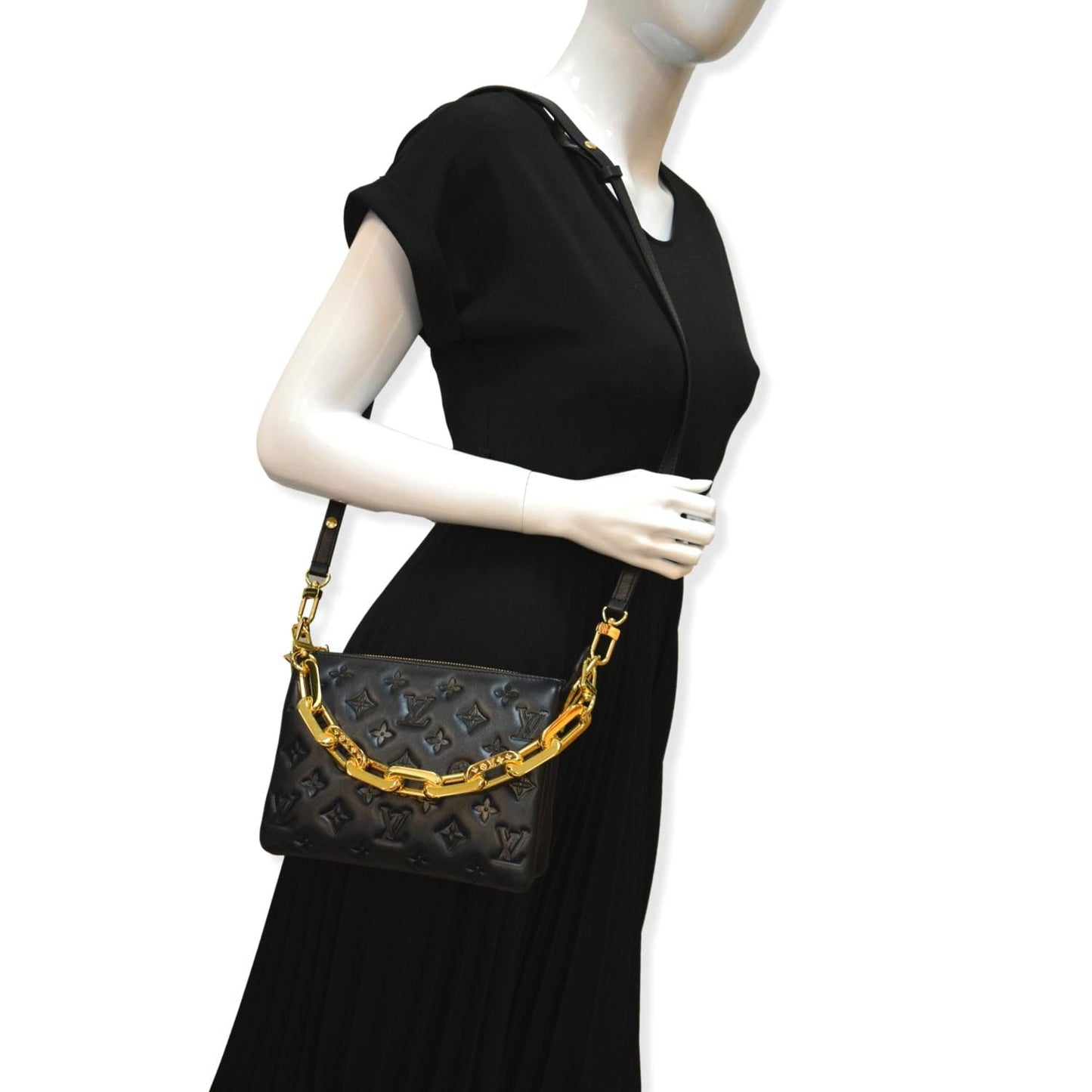Louis Coussin Bb Embossed Shoulder Bag Leather Monogram