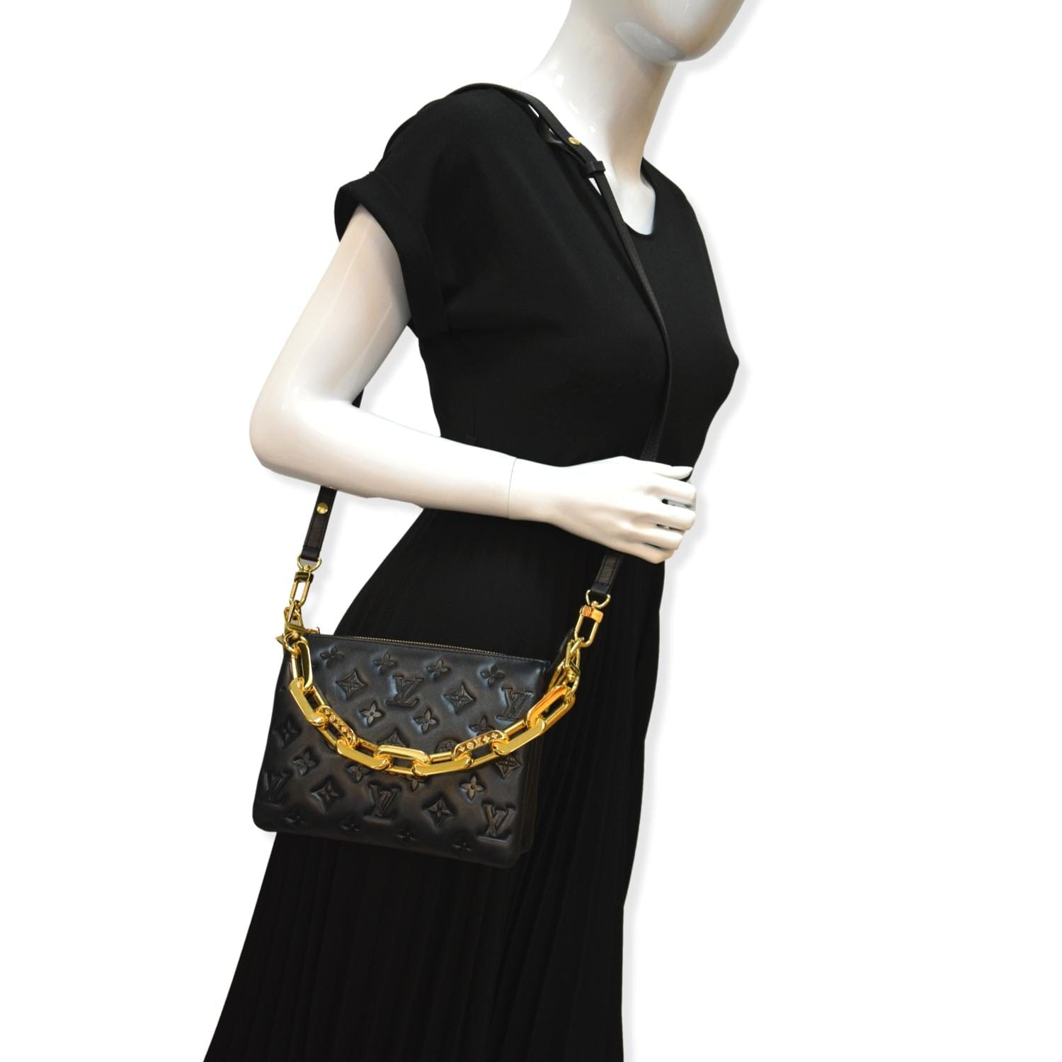Louis Coussin Bb Embossed Shoulder Bag Leather Monogram