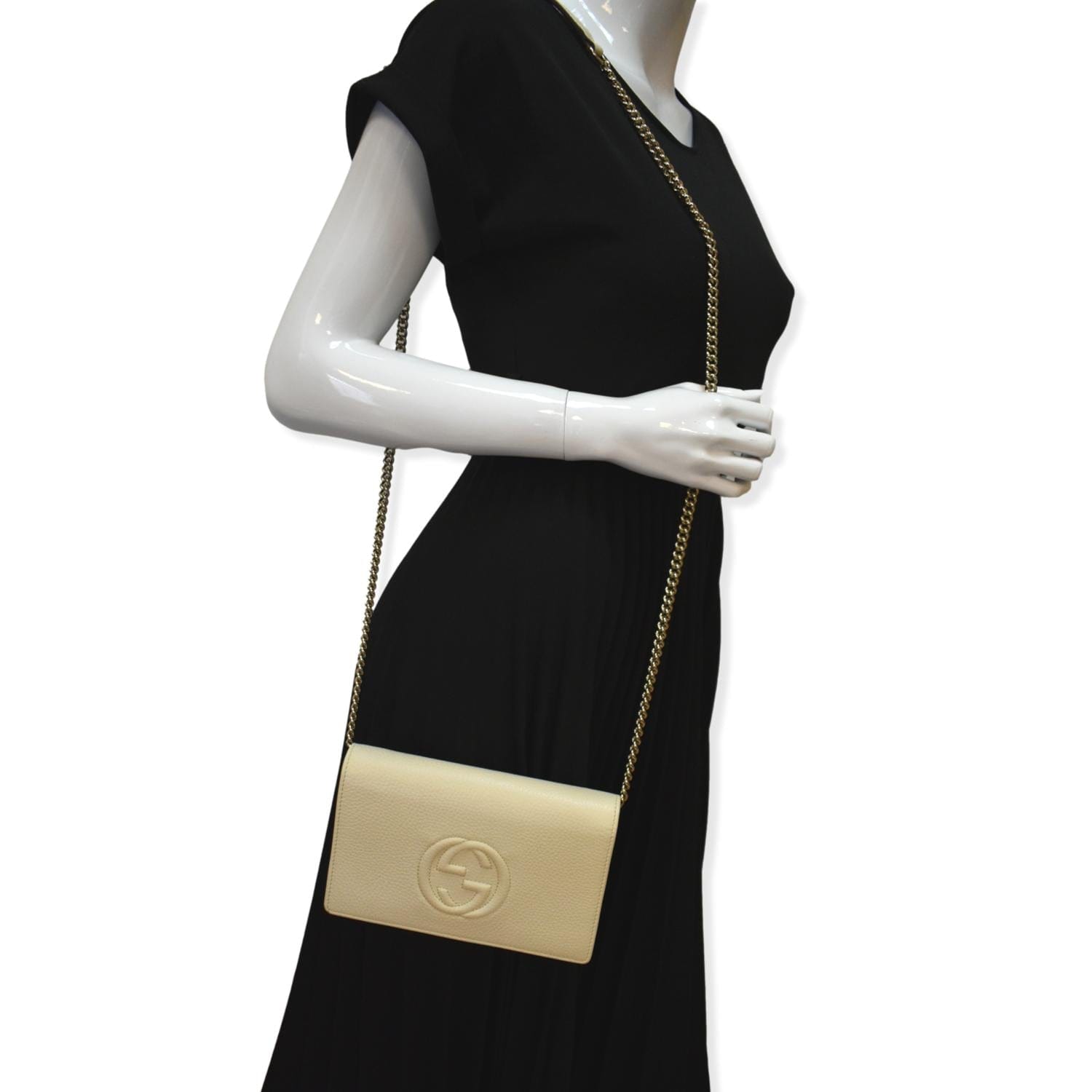 Gucci Soho Wallet On Crossbody Bag Ivory Leather Mini