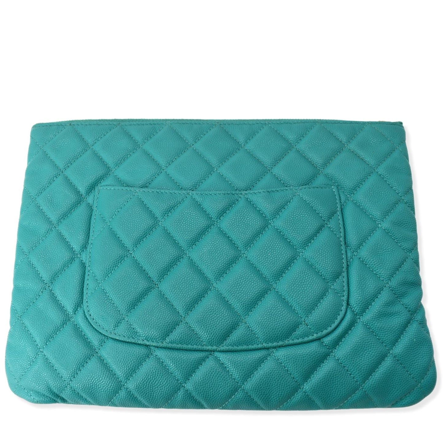 Chanel O- Caviar Zip Leather Green Travel Bag