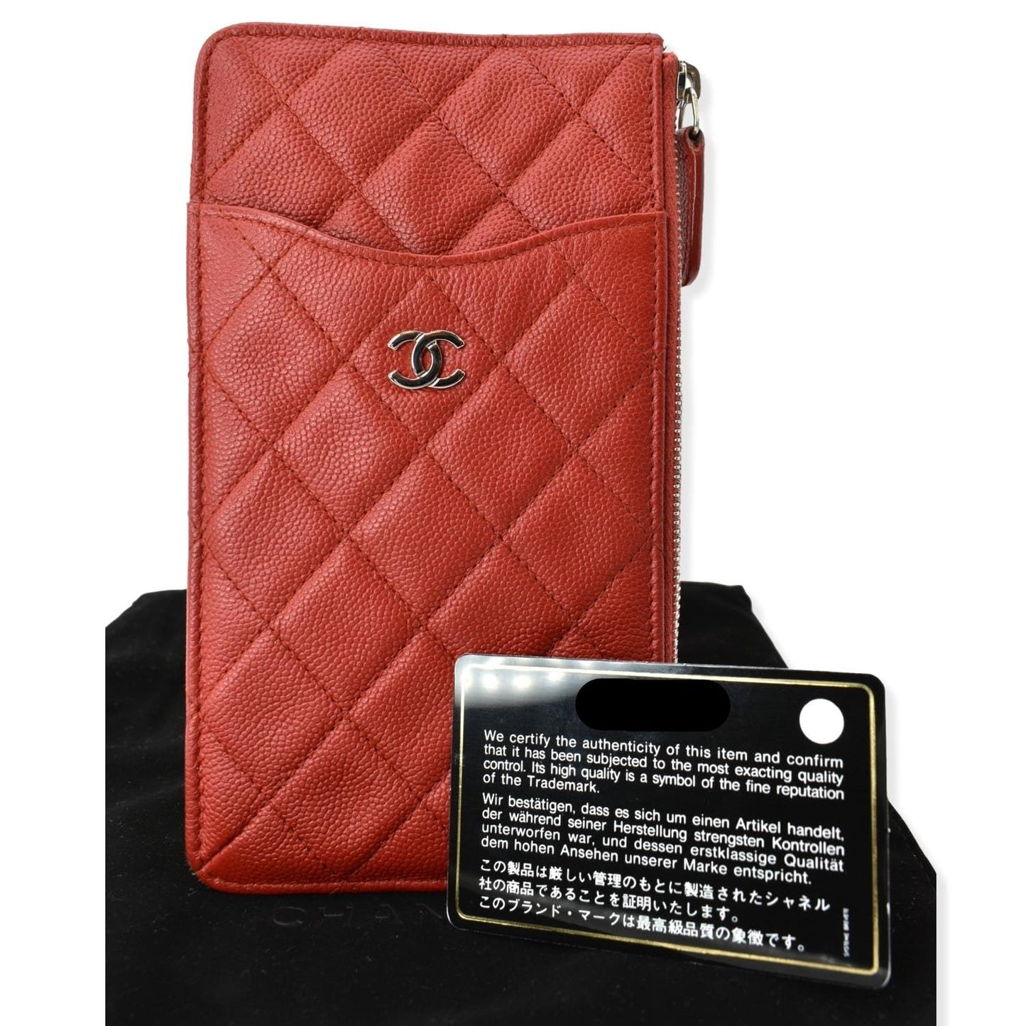 Chanel Classic Caviar Quilted Leather Flat Wallet Pouch Red