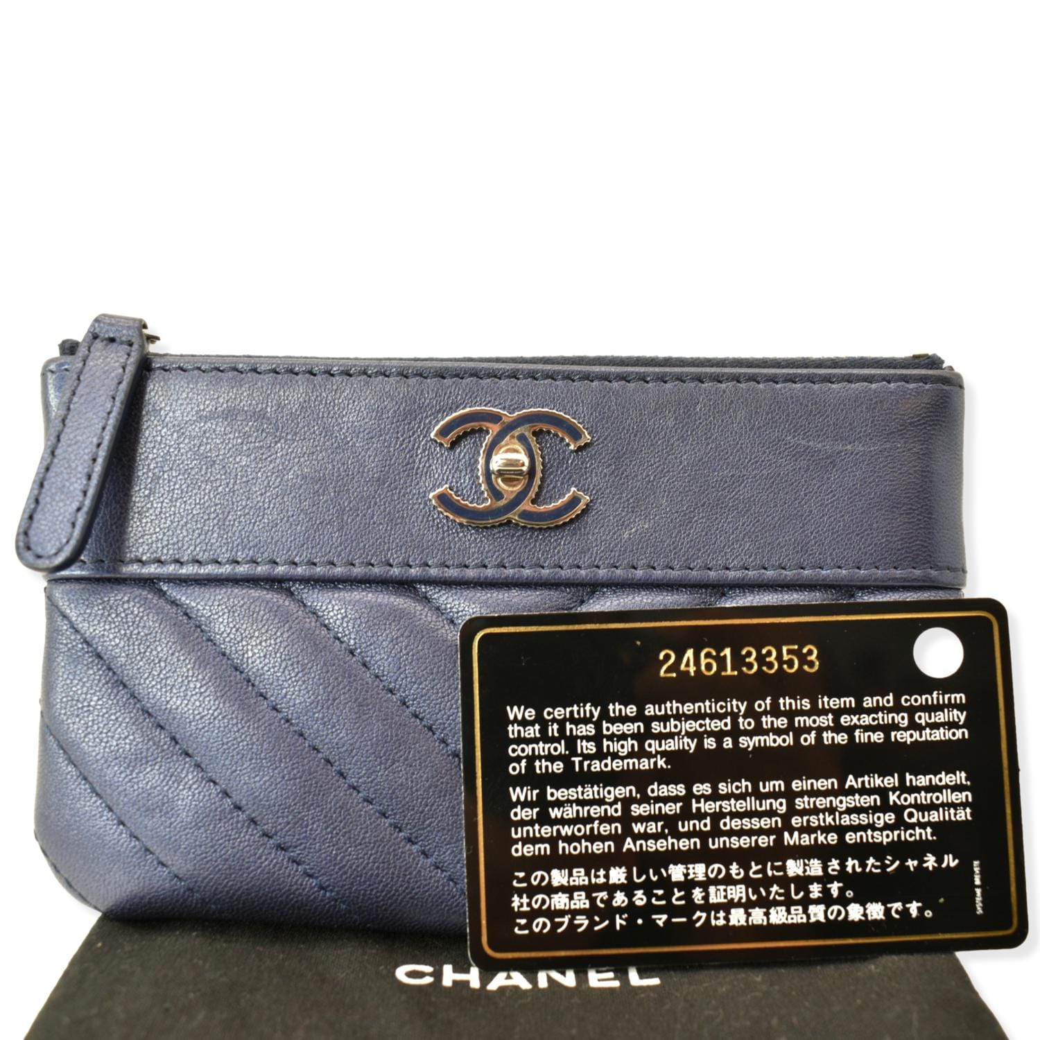 Chanel Mademoiselle Cosmetic Leather Blue Travel Bag