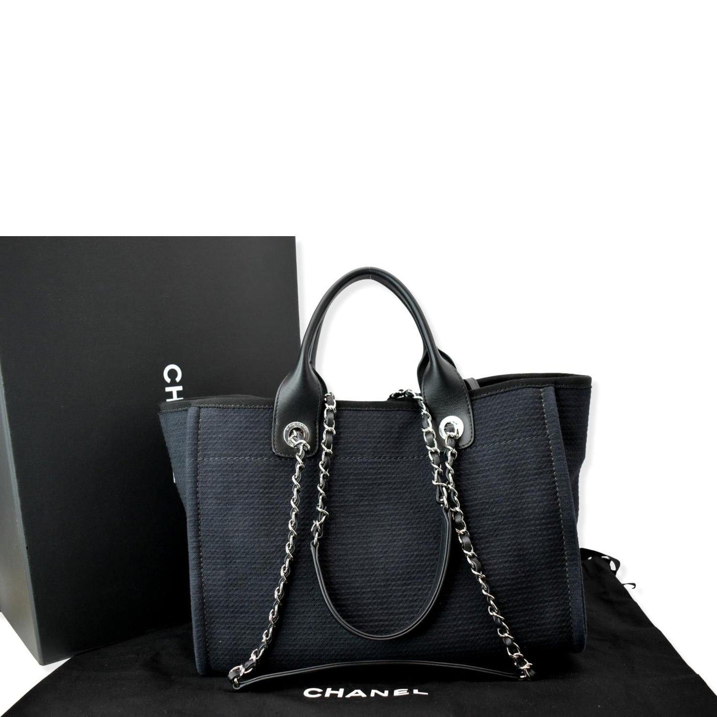 Chanel Deauville Shopping Black Travel Bag